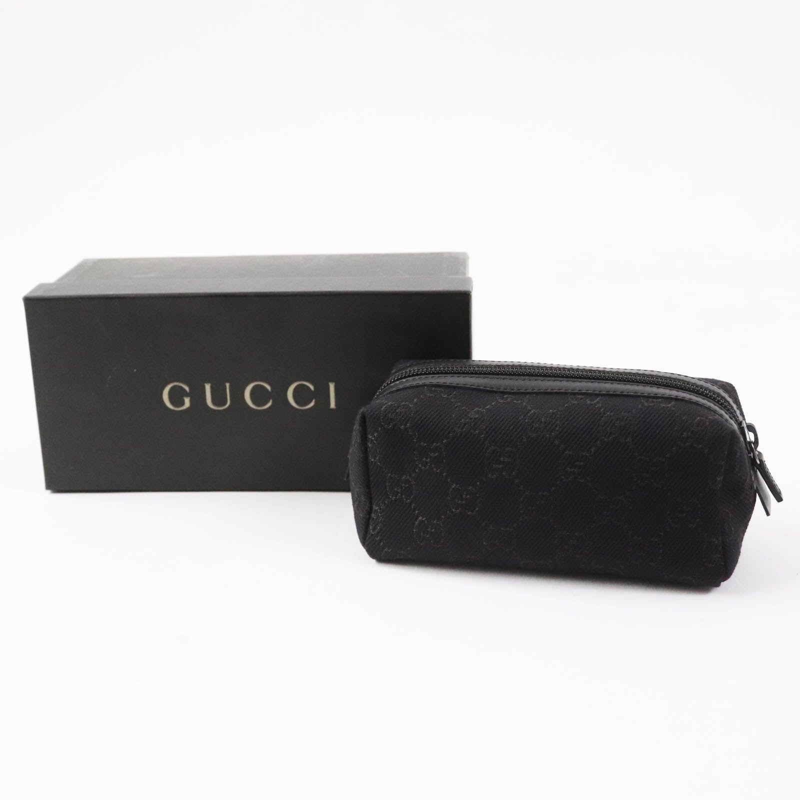 Gucci GG Canvas Leather Cosmetic Pouch 29596