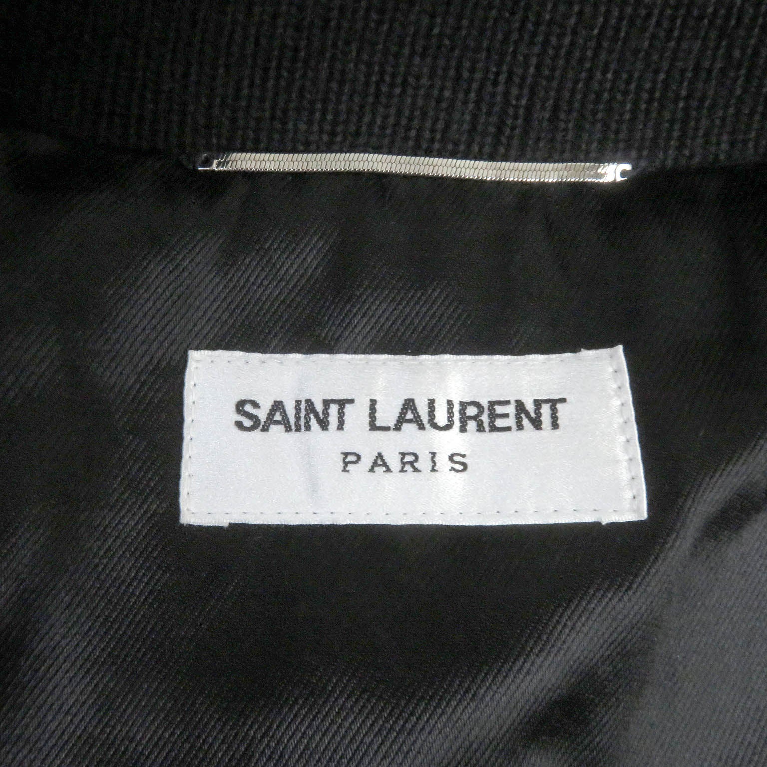 Saint Laurent Leather Chevron Bomber Jacket Black 46