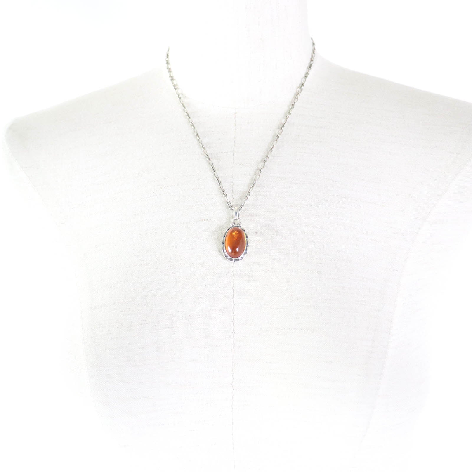 Georg Jensen 2001 Amber Silver Necklace