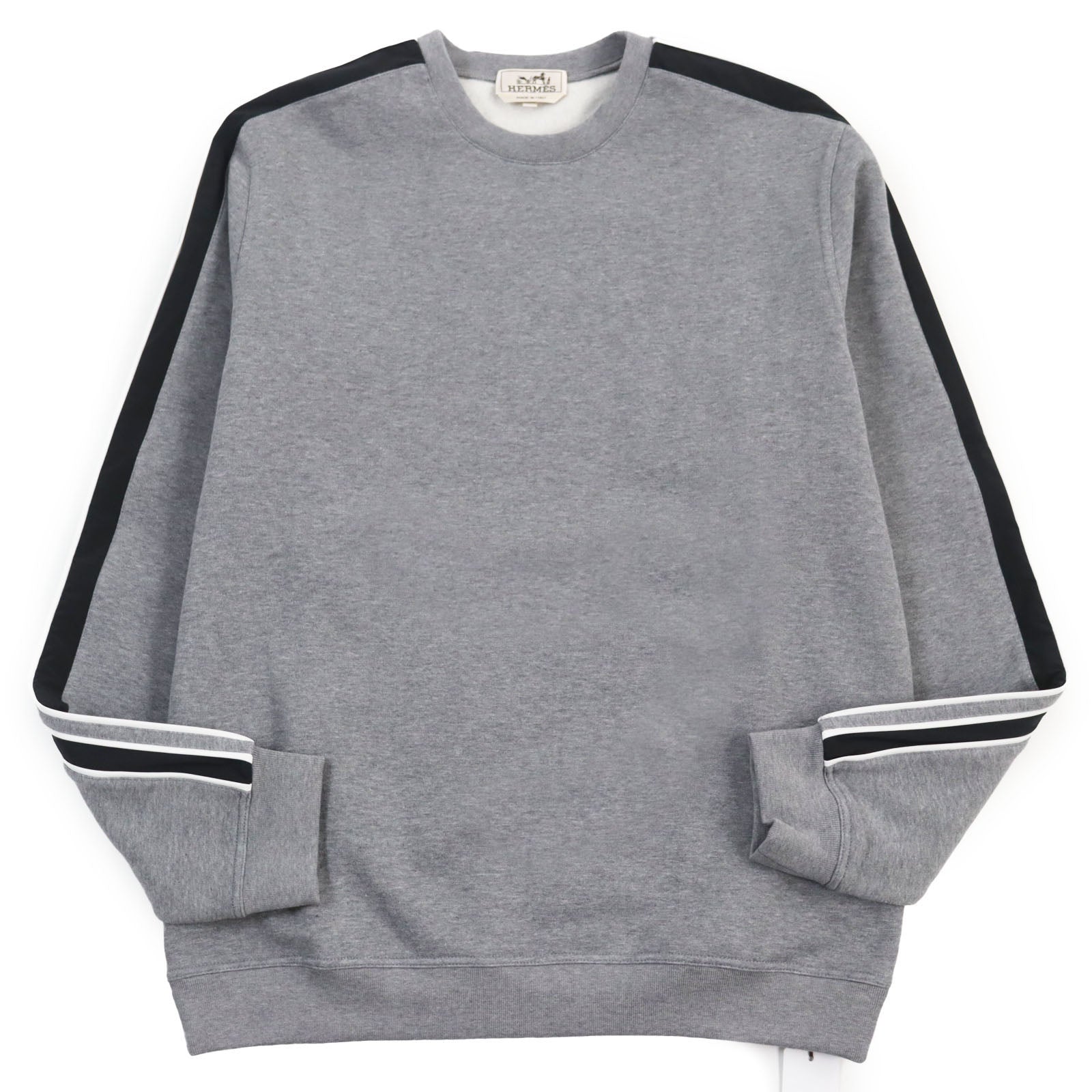 HERMES Run H Cotton Crewneck Sweatshirt Gray XL