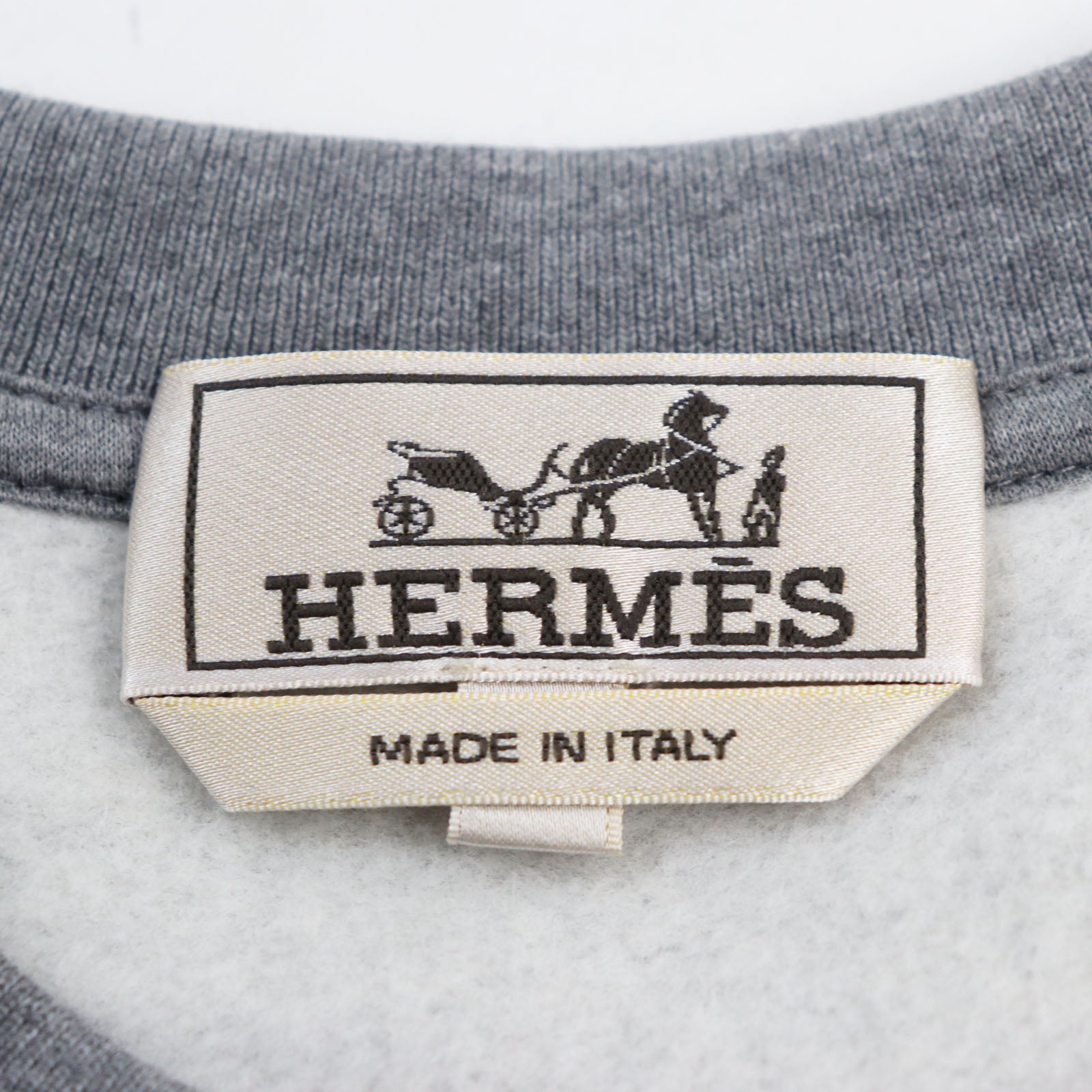 HERMES Run H Cotton Crewneck Sweatshirt Gray XL