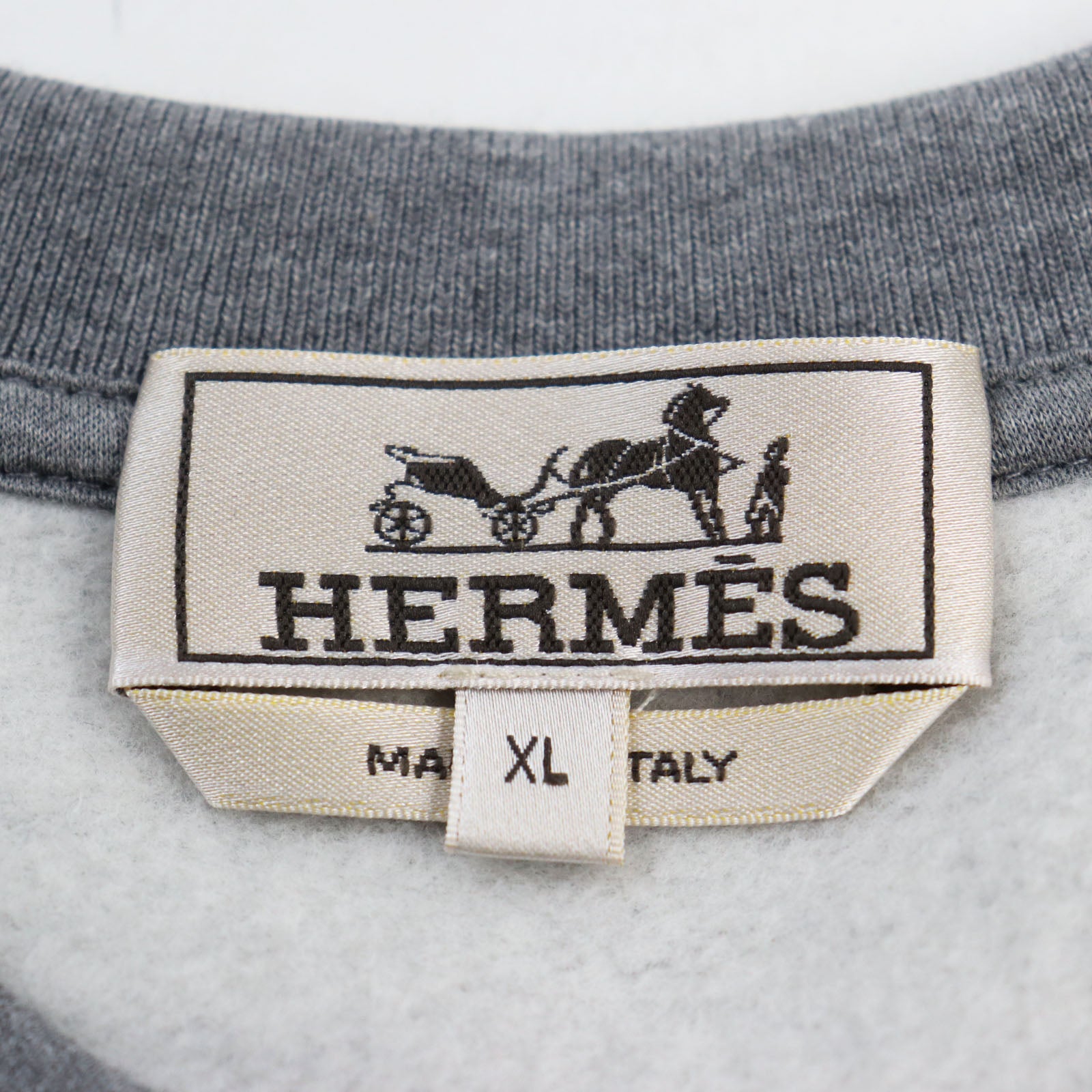 HERMES Run H Cotton Crewneck Sweatshirt Gray XL