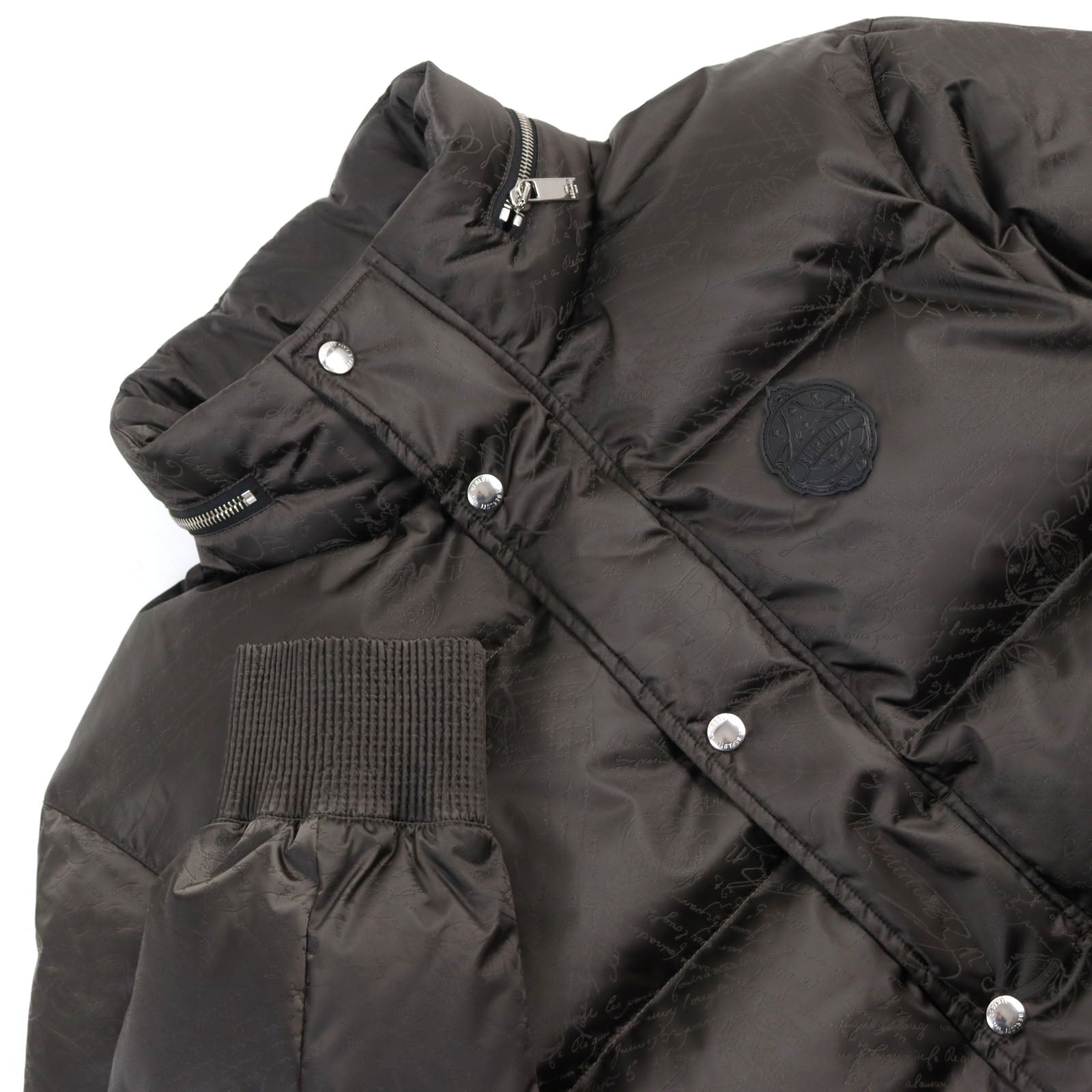 Berluti Nylon Down Jacket with Leather Trim