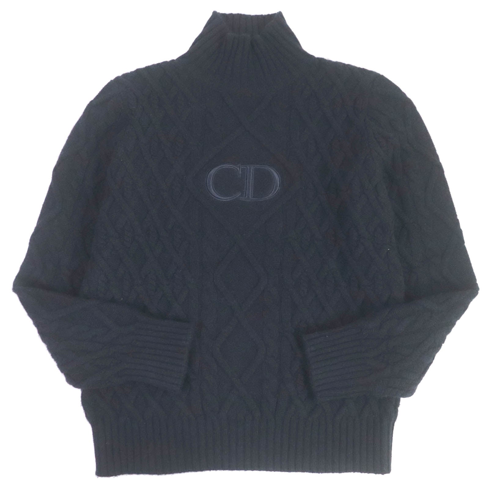 Dior Cashmere CD Logo High Neck Cable Knit Sweater