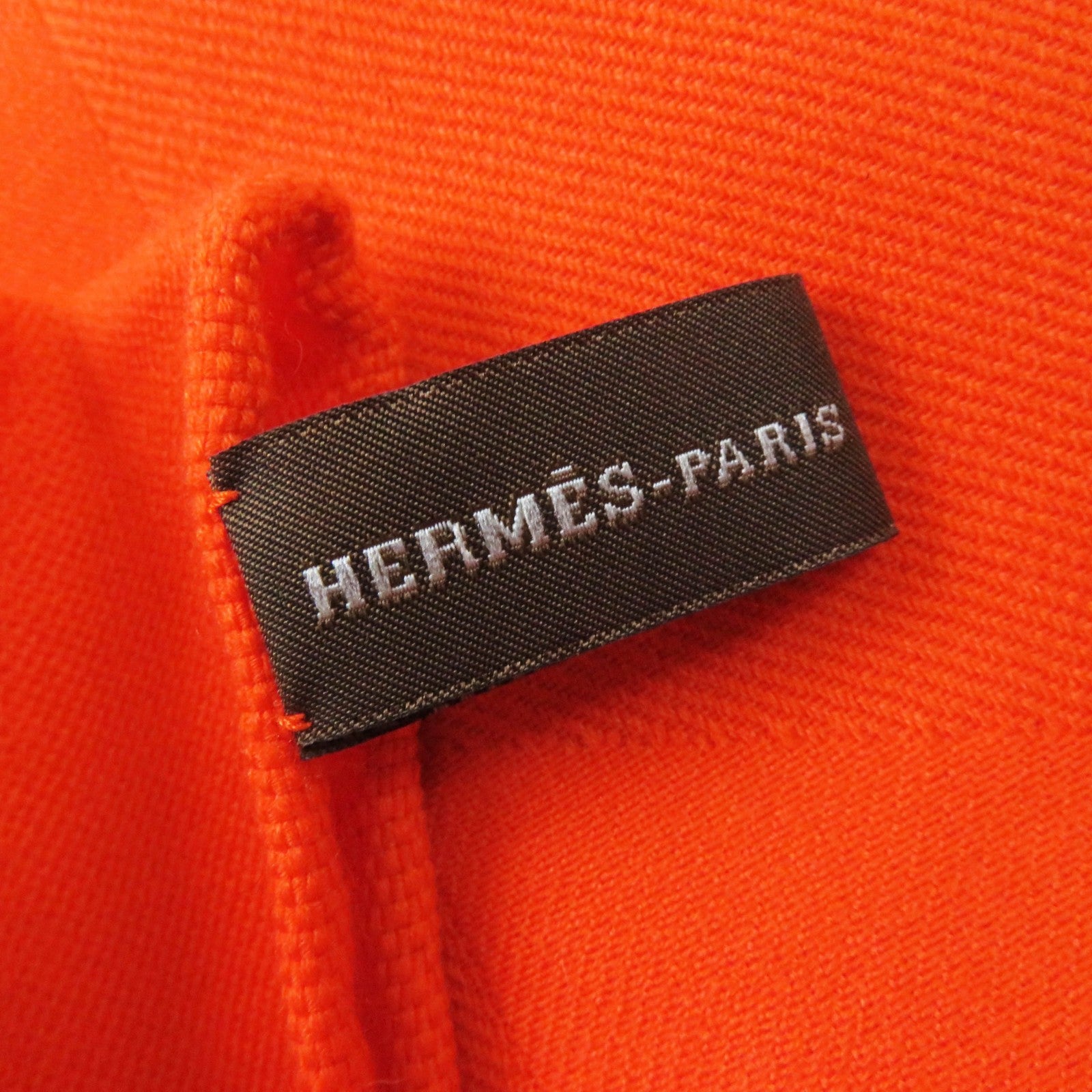 HERMES Cashmere Silk H Pattern Scarf Orange