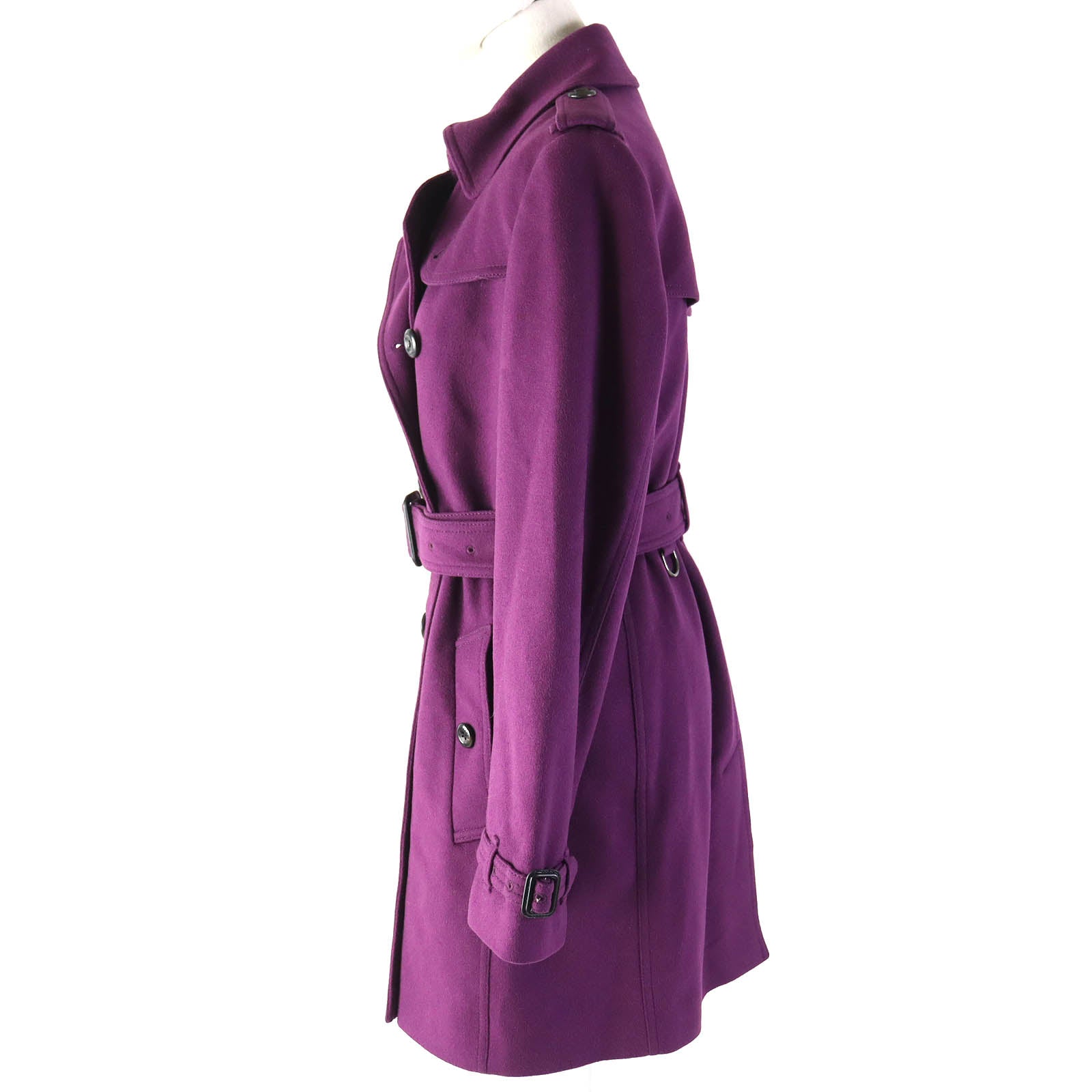 Burberry Wool Cashmere Trench Coat Purple 40 Women