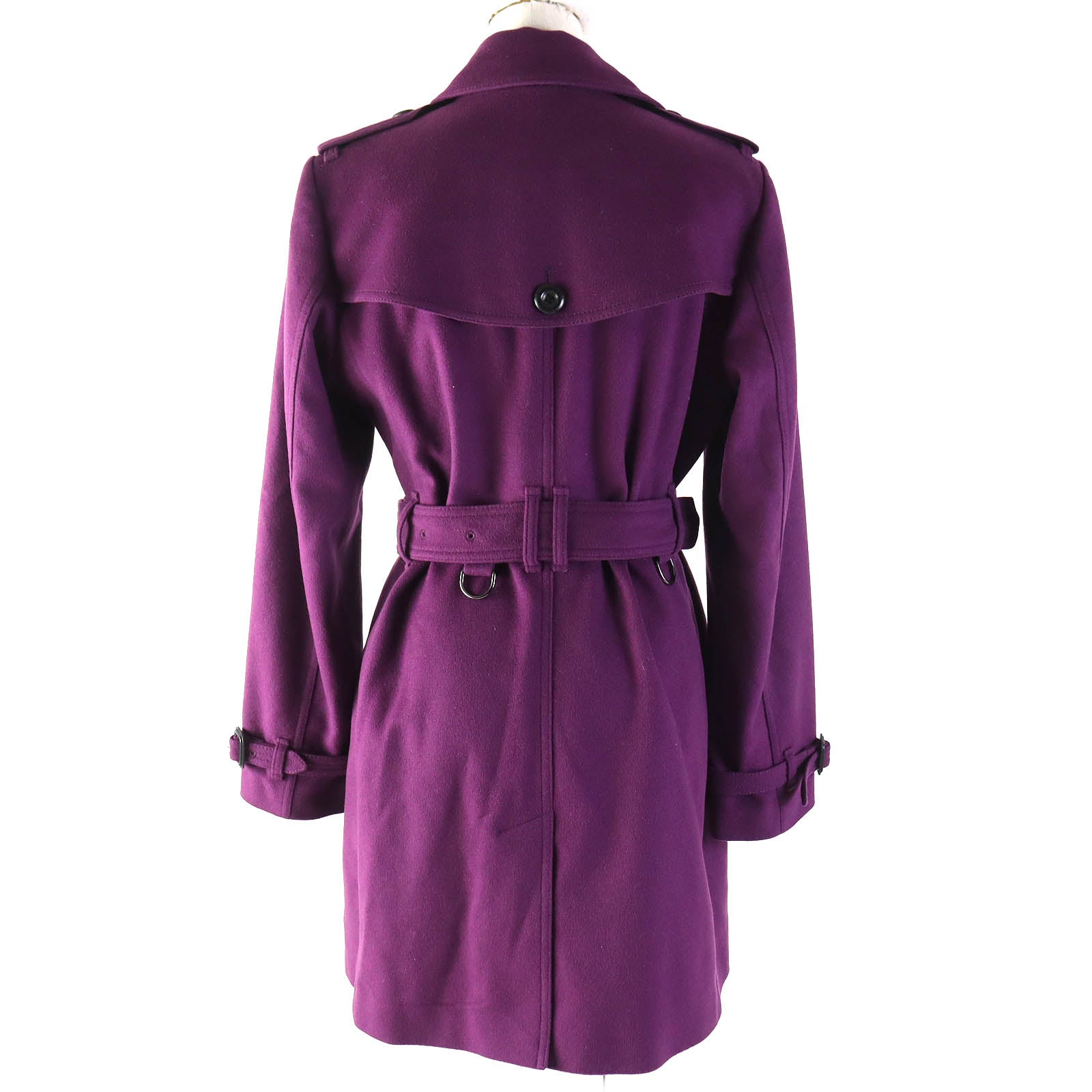 Burberry Wool Cashmere Trench Coat Purple 40 Women