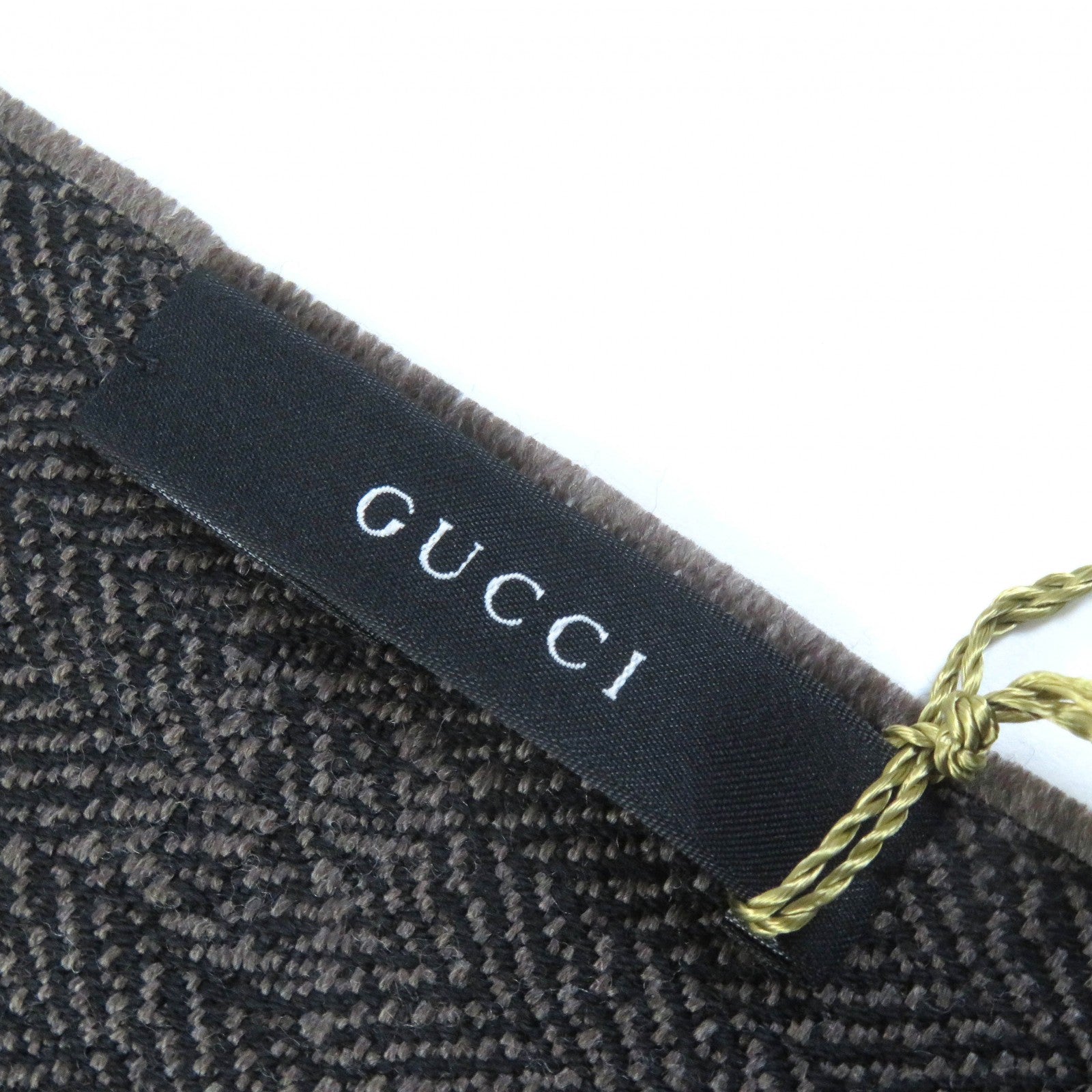 GUCCI Wool GG Pattern Scarf Brown Black