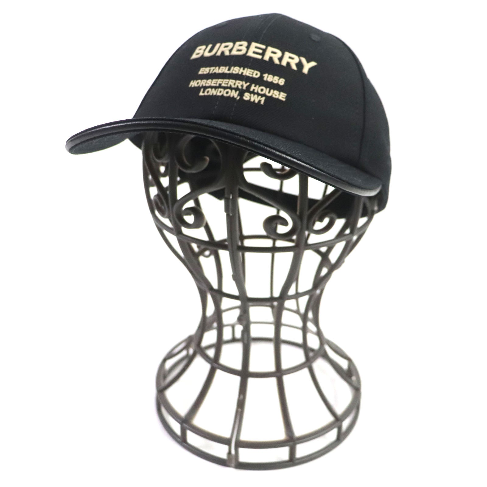 Burberry Leather Logo Baseball Cap Black