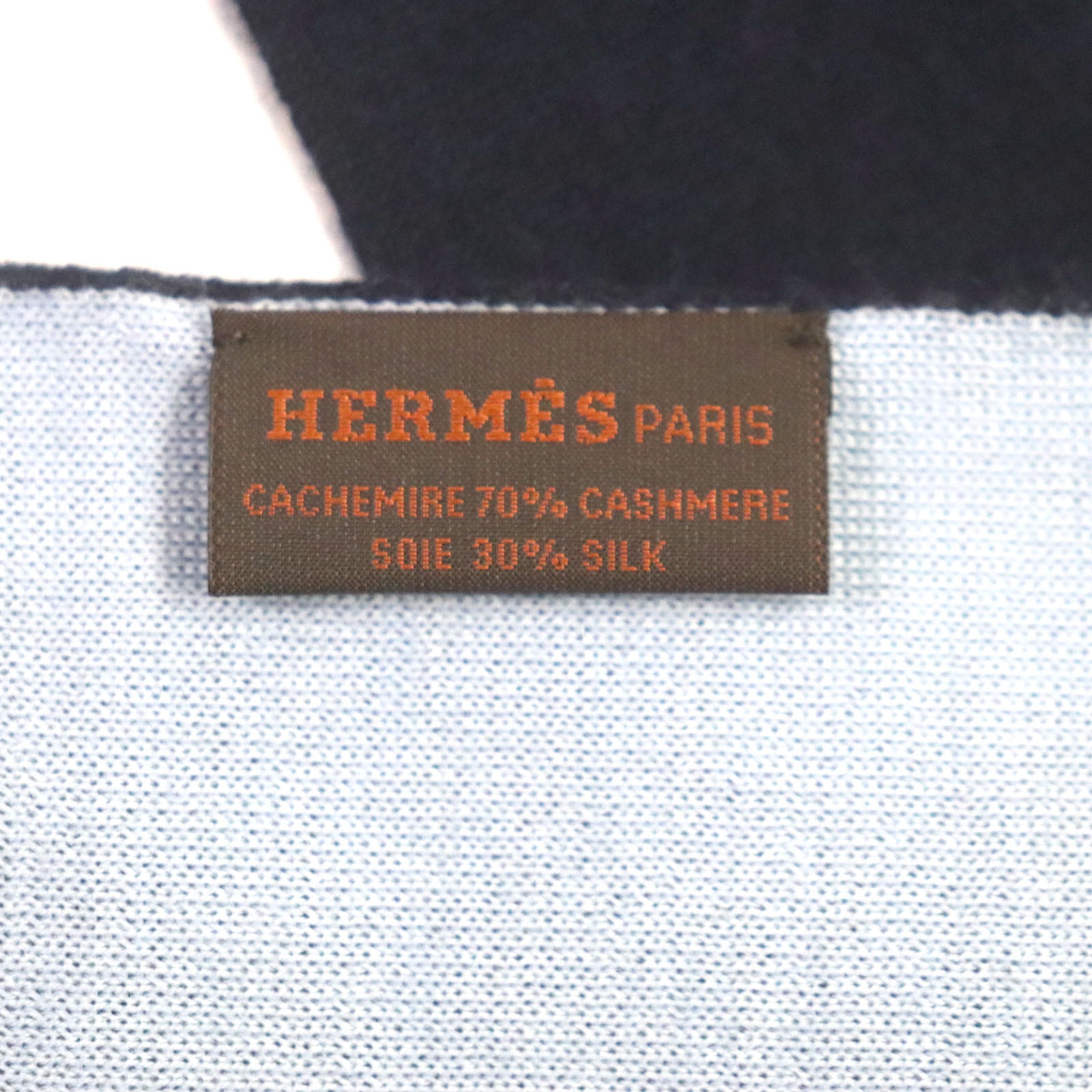 HERMES Alle Retour Cashmere Silk Scarf Navy