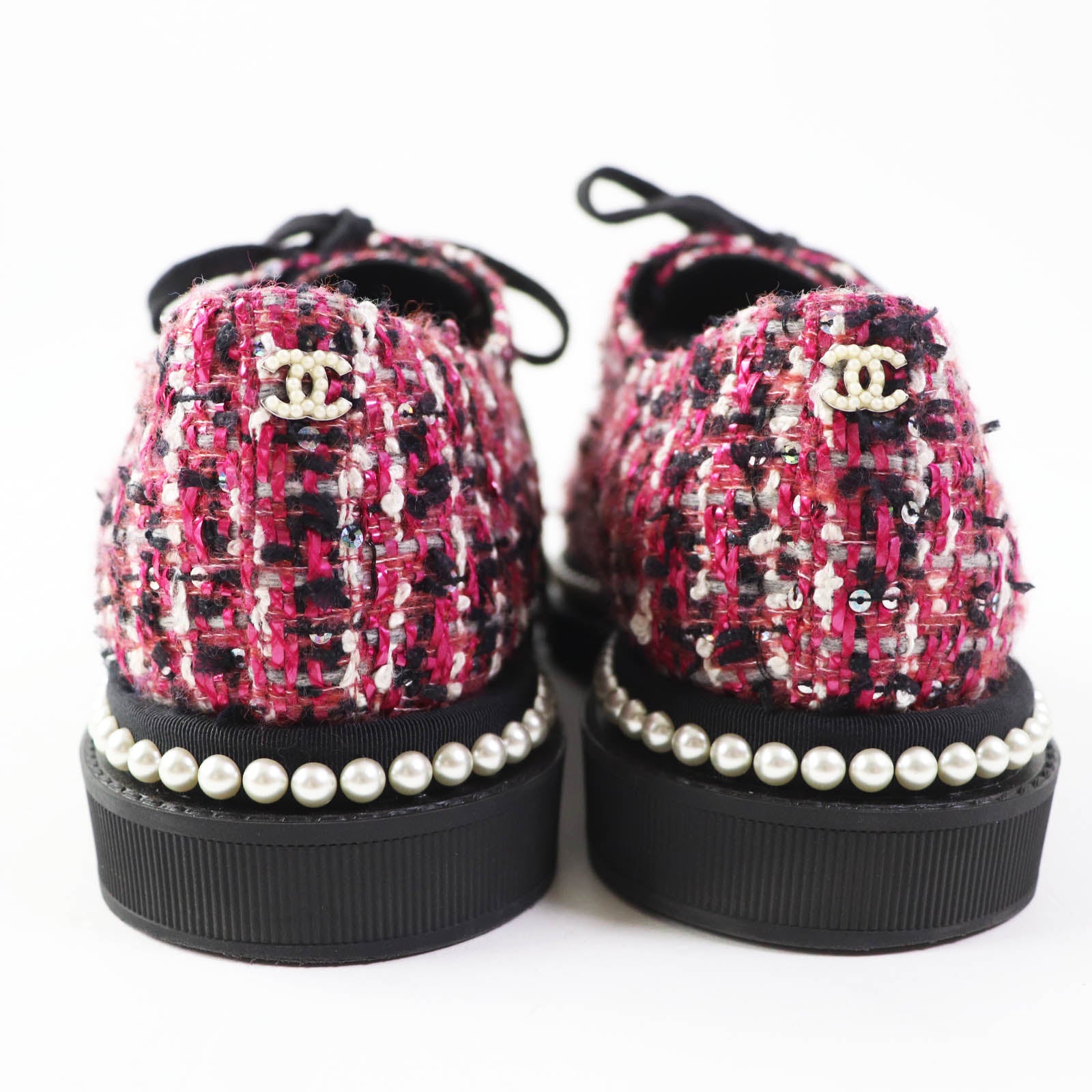 Chanel Tweed Sneakers G32357 Pink Black