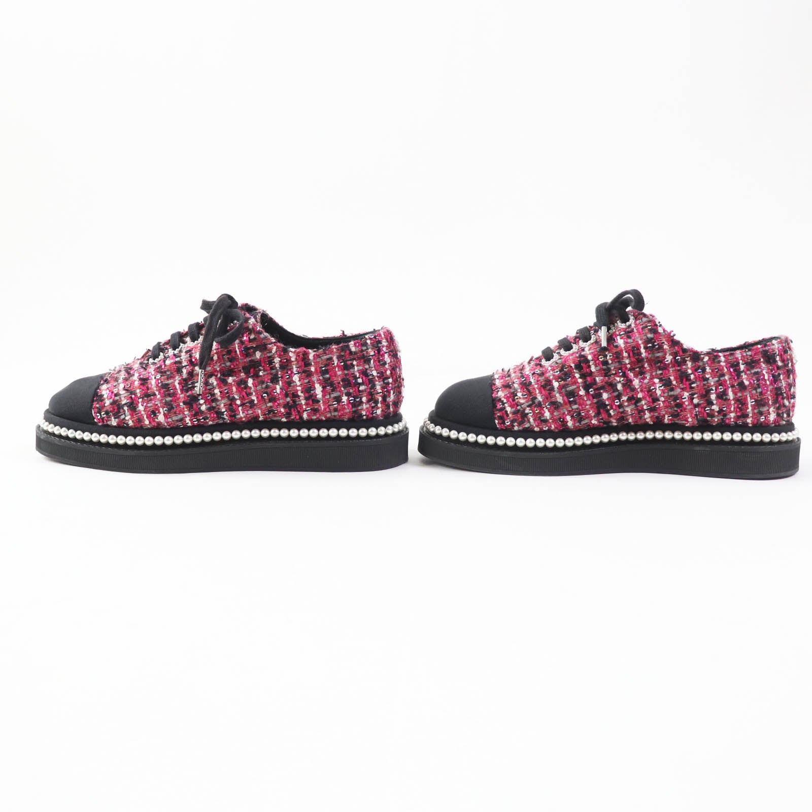 Chanel Tweed Sneakers G32357 Pink Black