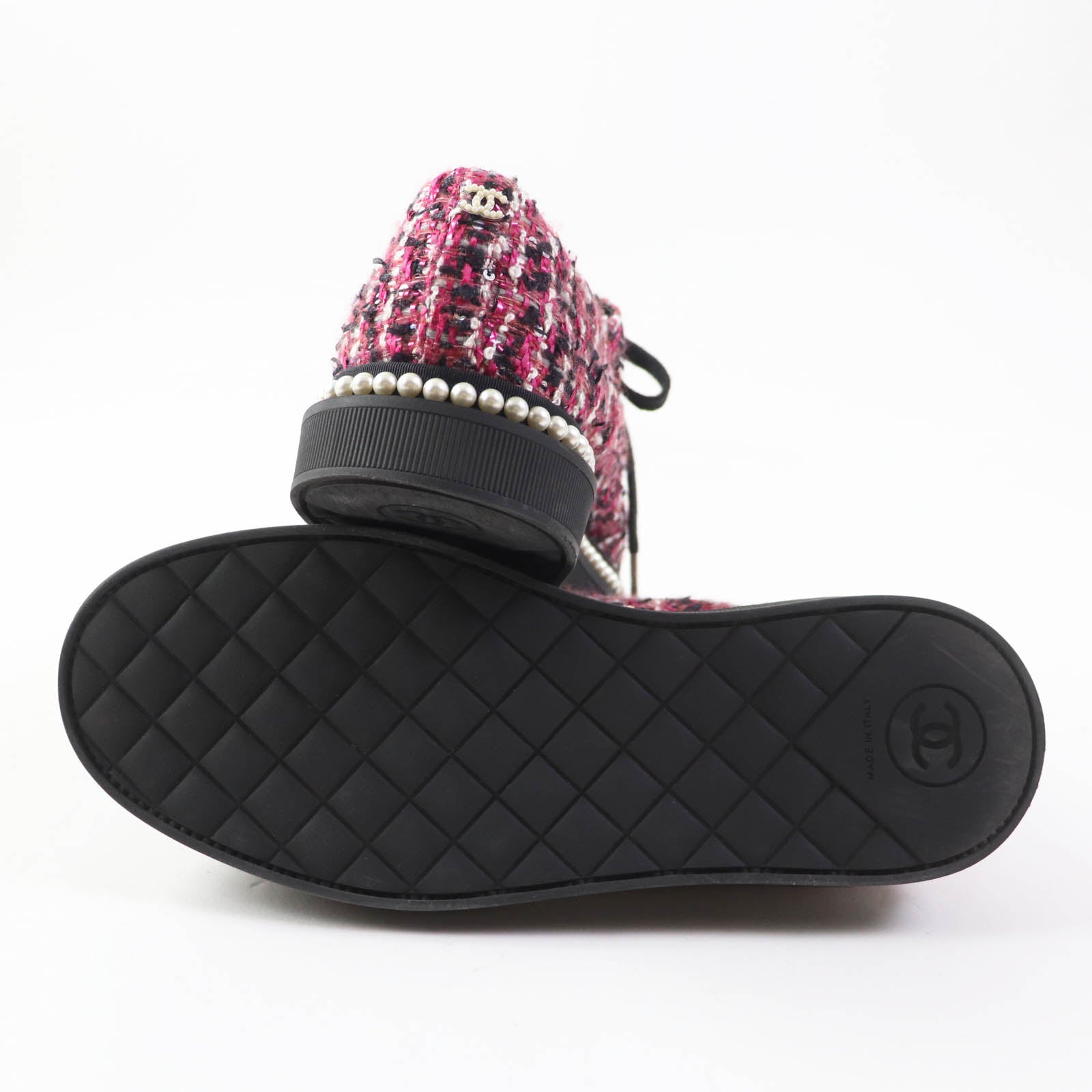 Chanel Tweed Sneakers G32357 Pink Black