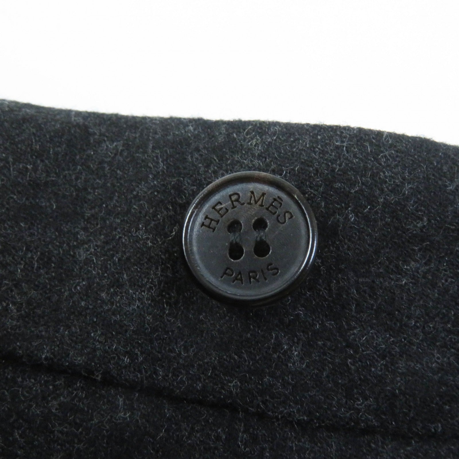 HERMES Wool Cashmere Logo Button Pants 38