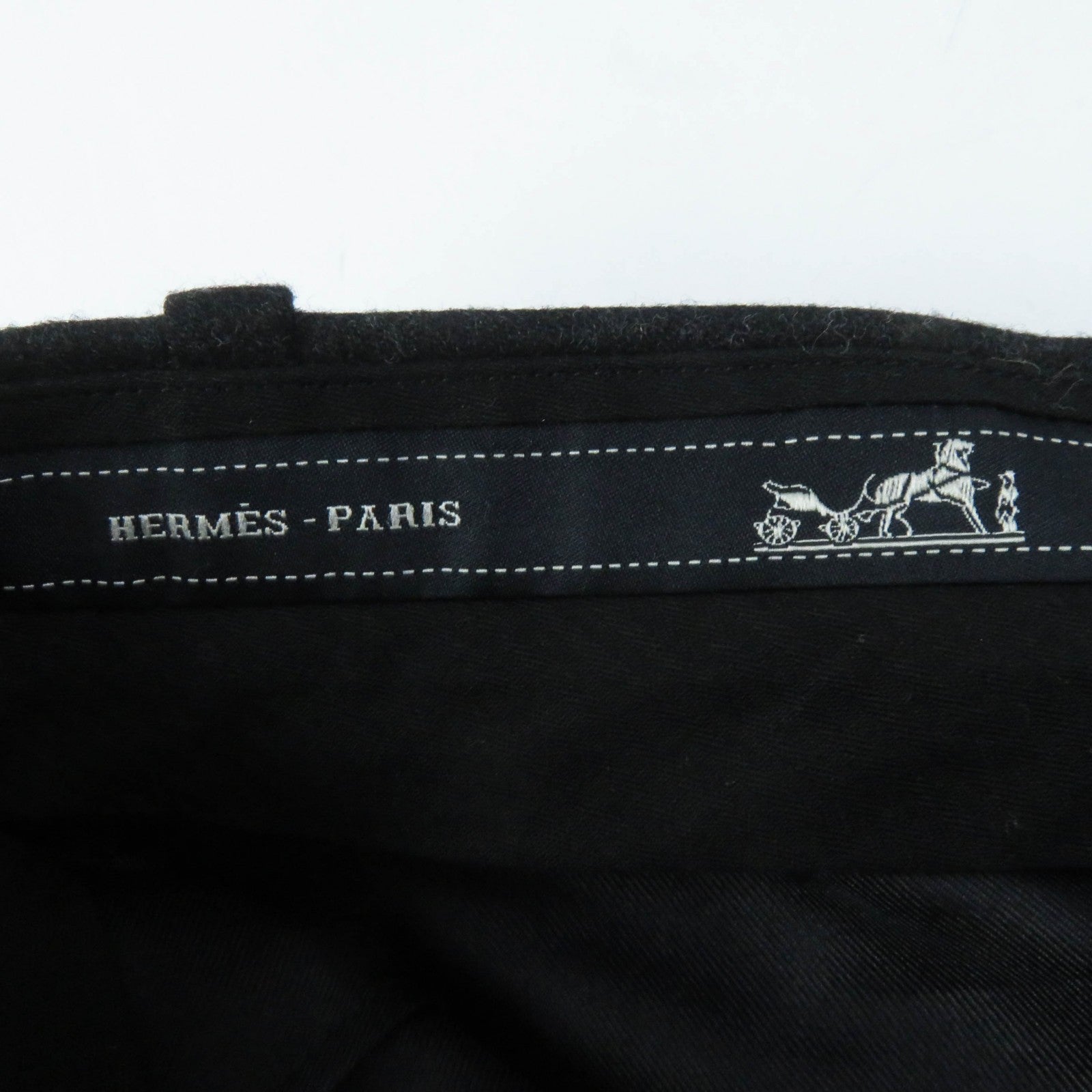 HERMES Wool Cashmere Logo Button Pants 38