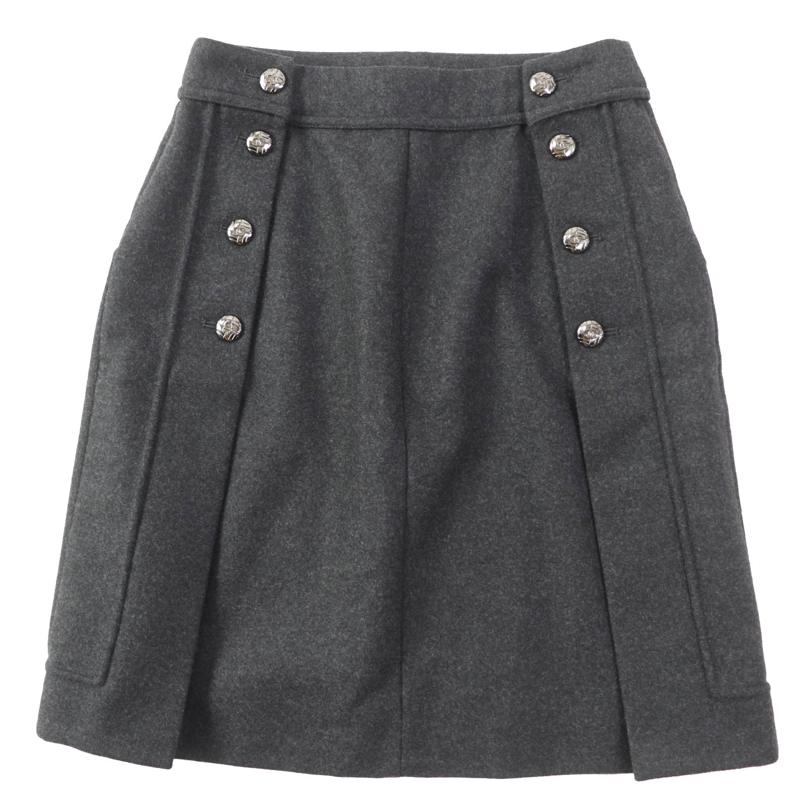 Chanel Wool Angora Skirt Dark Gray 36