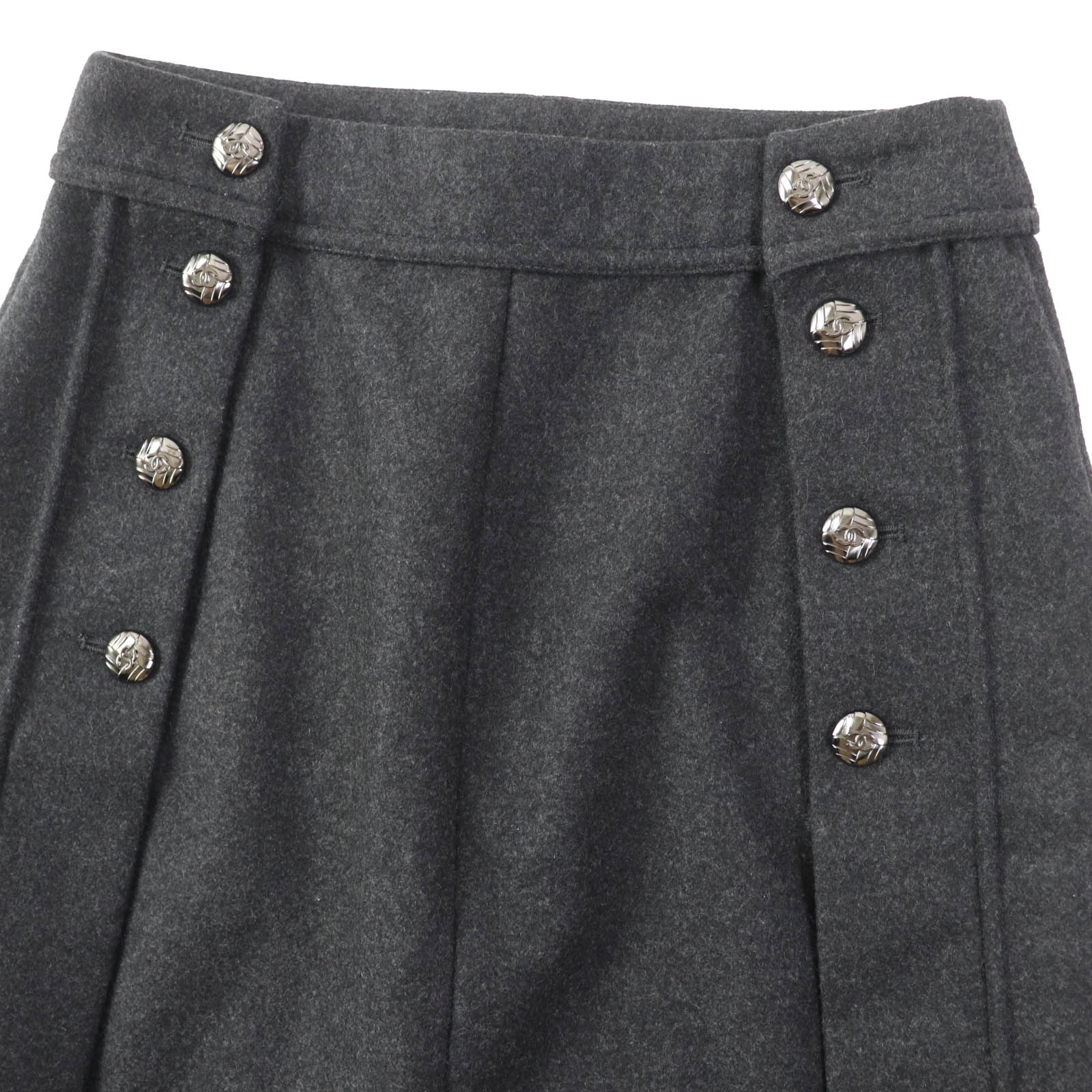 Chanel Wool Angora Skirt Dark Gray 36