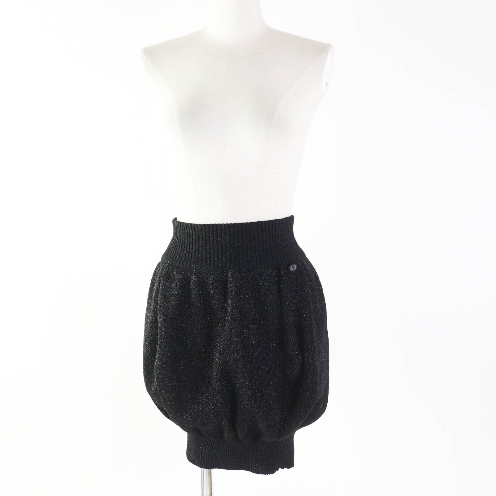 Chanel Balloon Skirt Black Silver 36