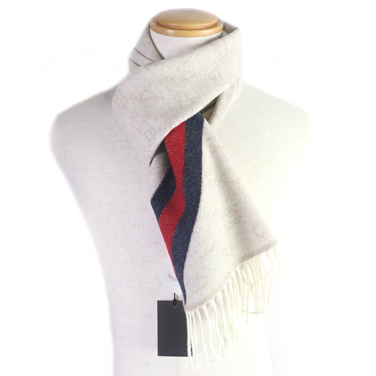 Gucci Wool Fringe Scarf GG Pattern