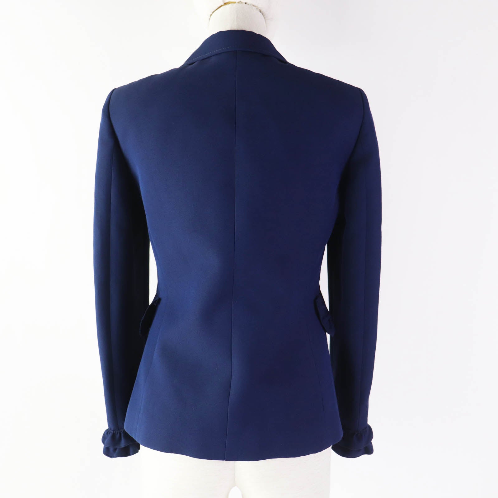 Gucci Wool Silk Frill Jacket Navy 38