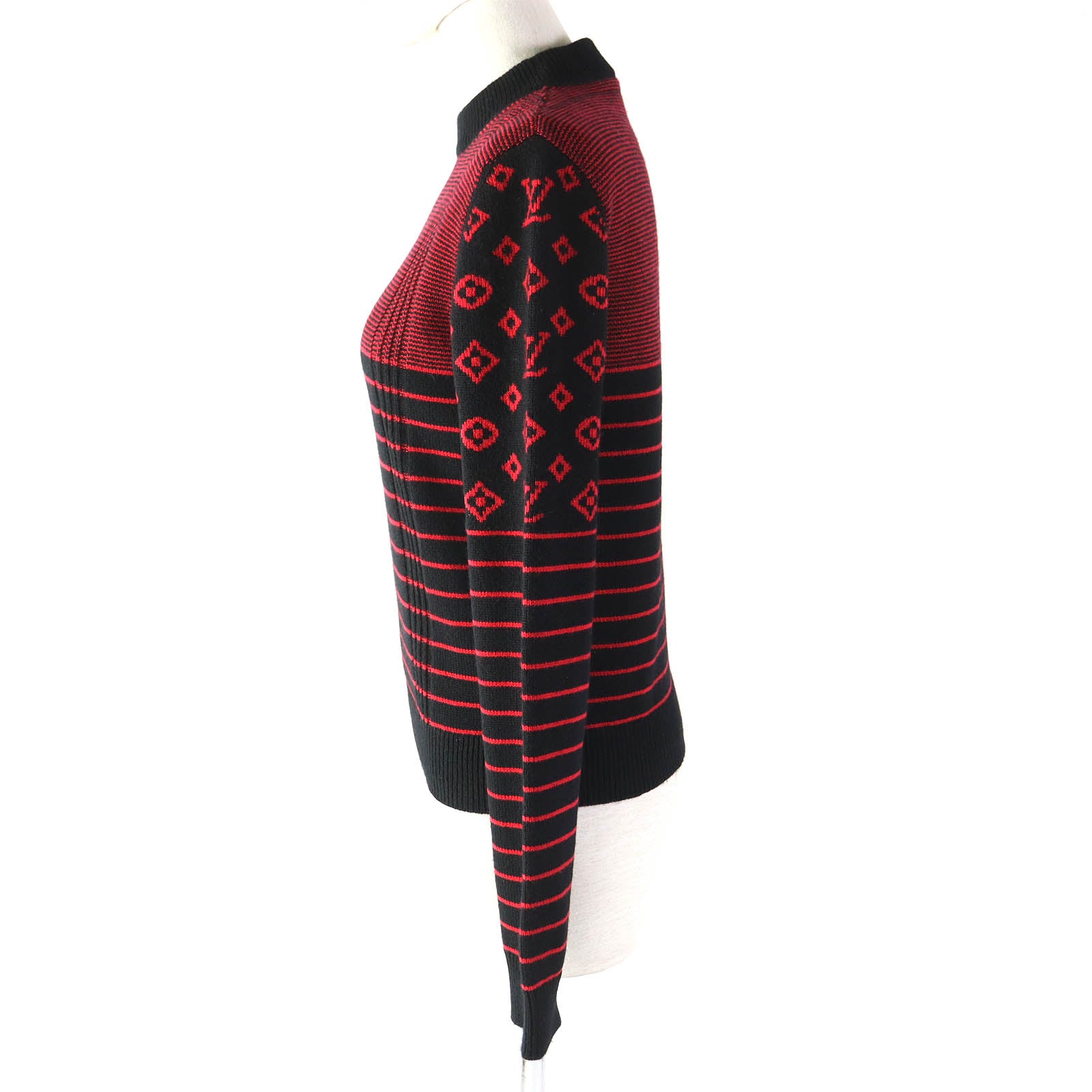 Louis Vuitton Cashmere Wool Monogram Sweater Red Black S