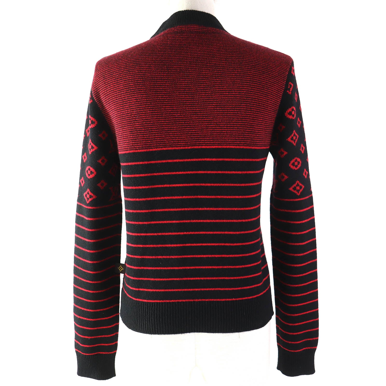 Louis Vuitton Cashmere Wool Monogram Sweater Red Black S