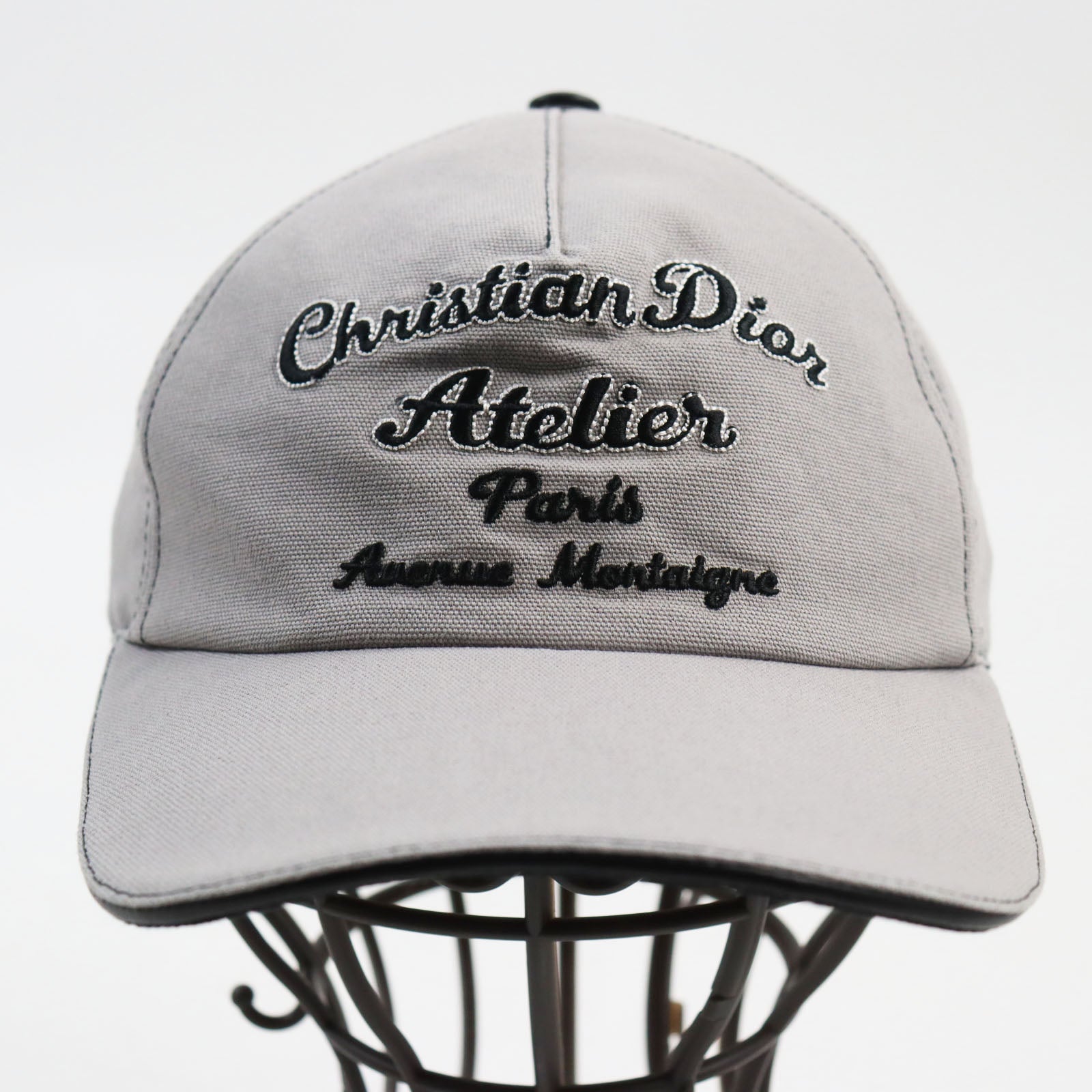 Dior Lamb Leather Cotton Baseball Cap Gray S