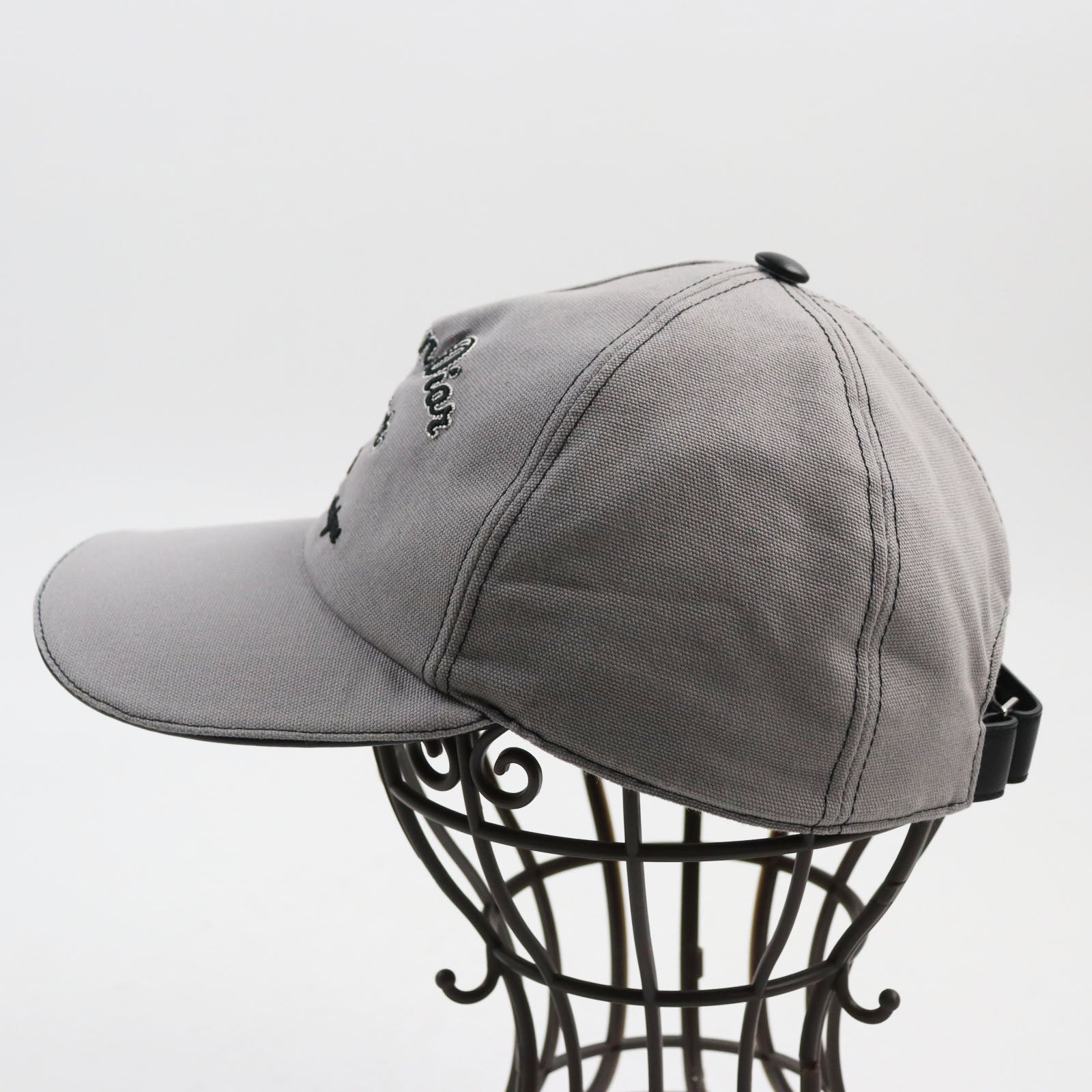 Dior Lamb Leather Cotton Baseball Cap Gray S