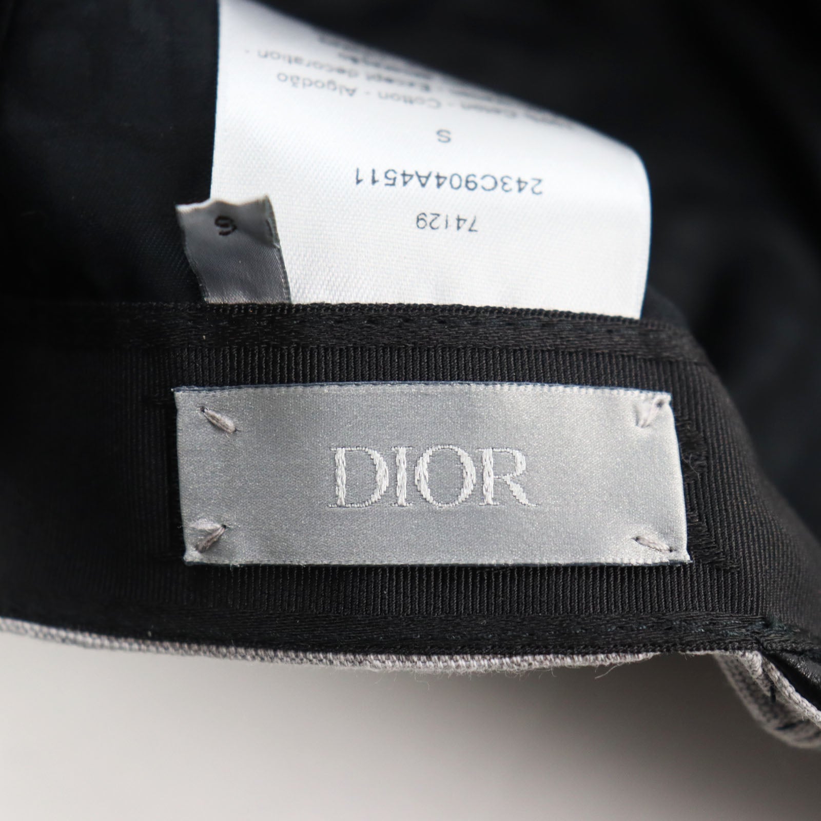 Dior Lamb Leather Cotton Baseball Cap Gray S