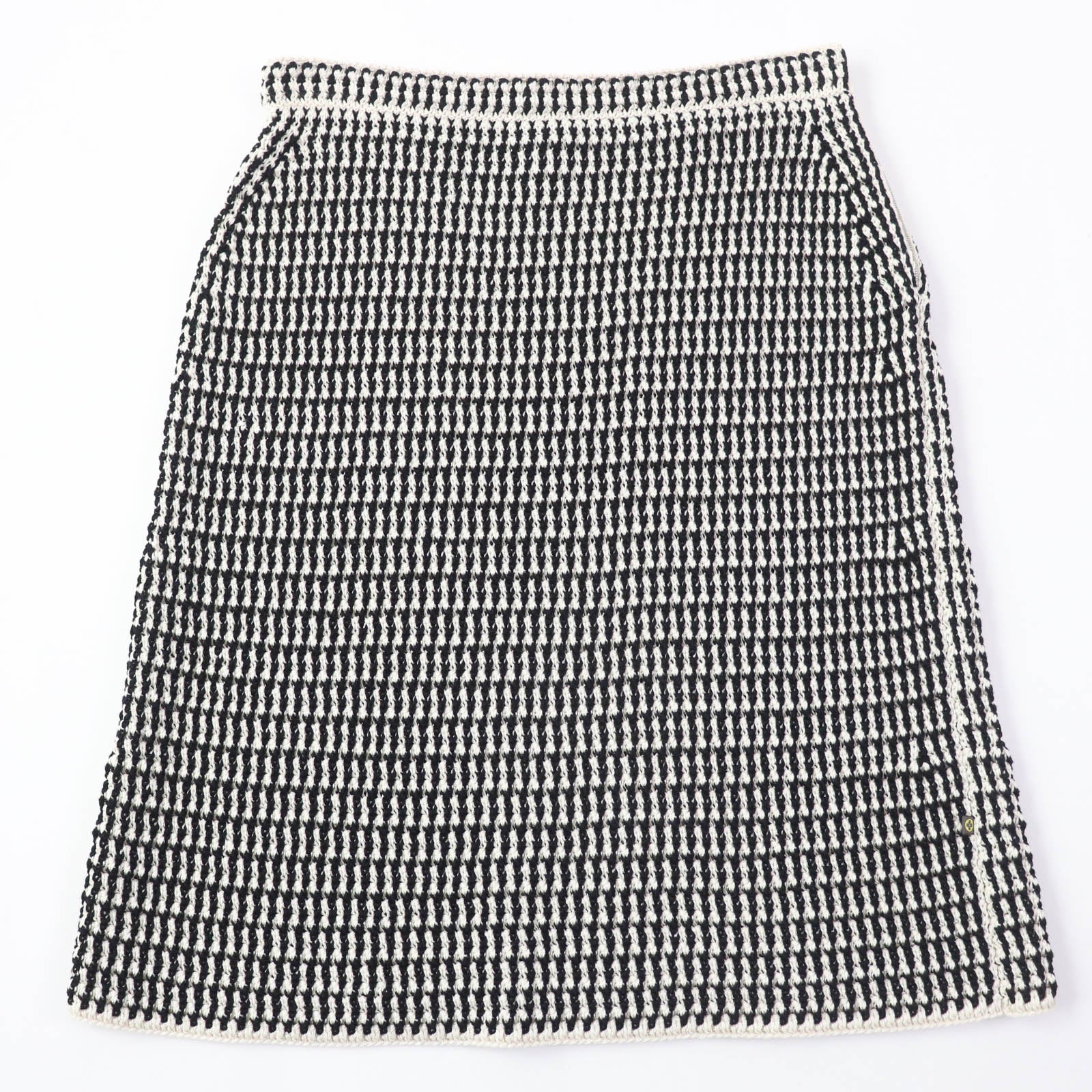 Louis Vuitton Cotton Knit Skirt Black Ivory M