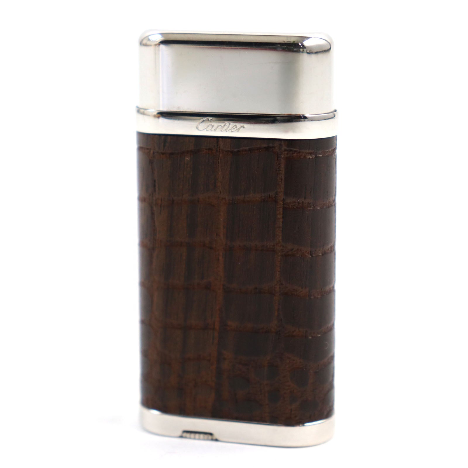 Cartier Godron Rare Model Wood Crocodile Pattern Lighter