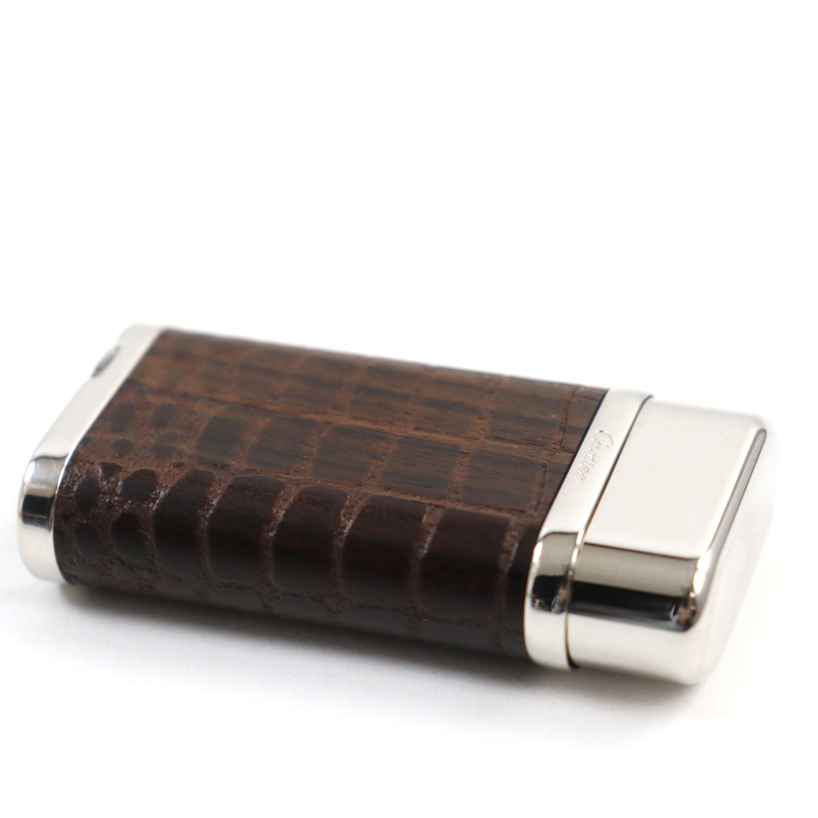 Cartier Godron Rare Model Wood Crocodile Pattern Lighter