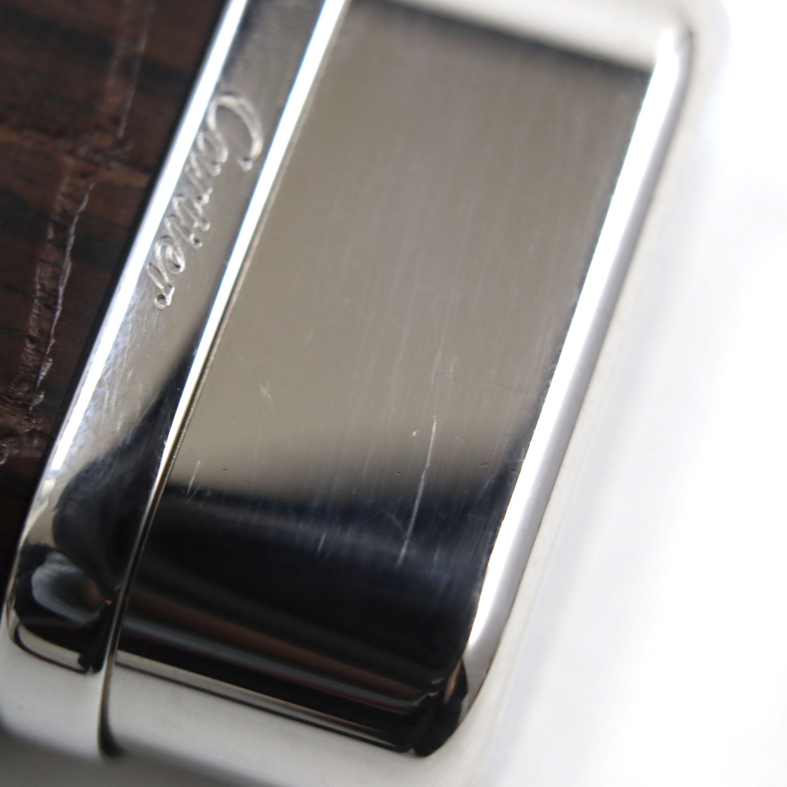 Cartier Godron Rare Model Wood Crocodile Pattern Lighter