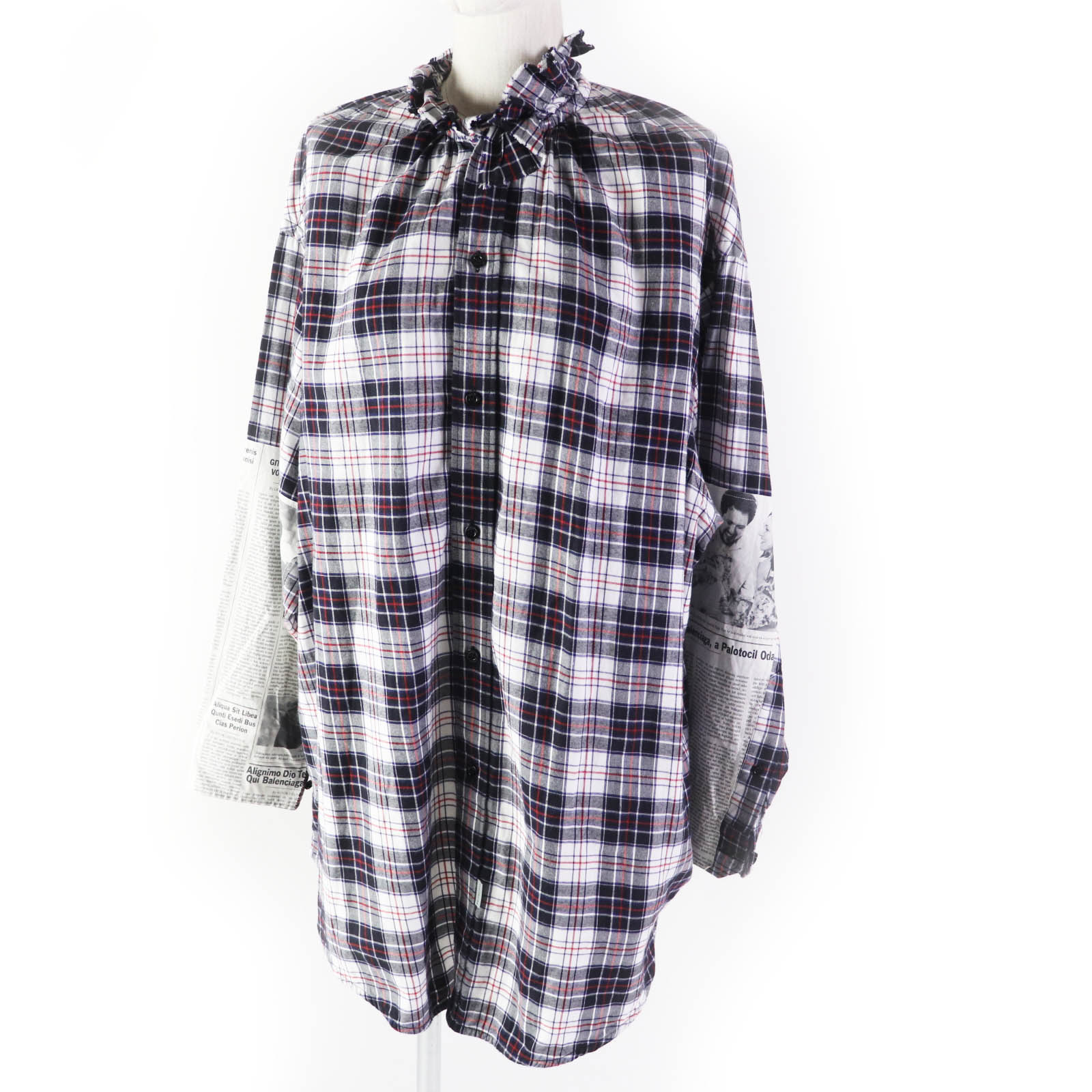 Balenciaga Cotton Newspaper Check Shirt 34