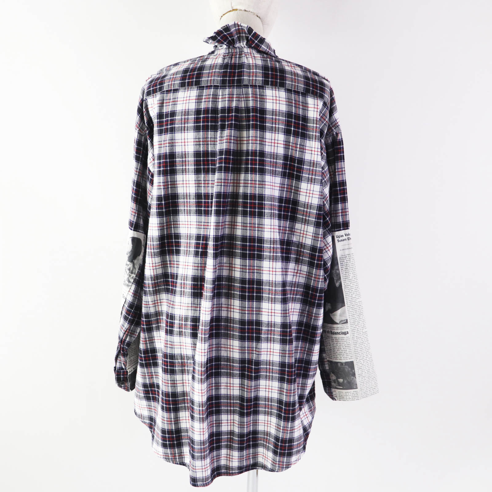 Balenciaga Cotton Newspaper Check Shirt 34