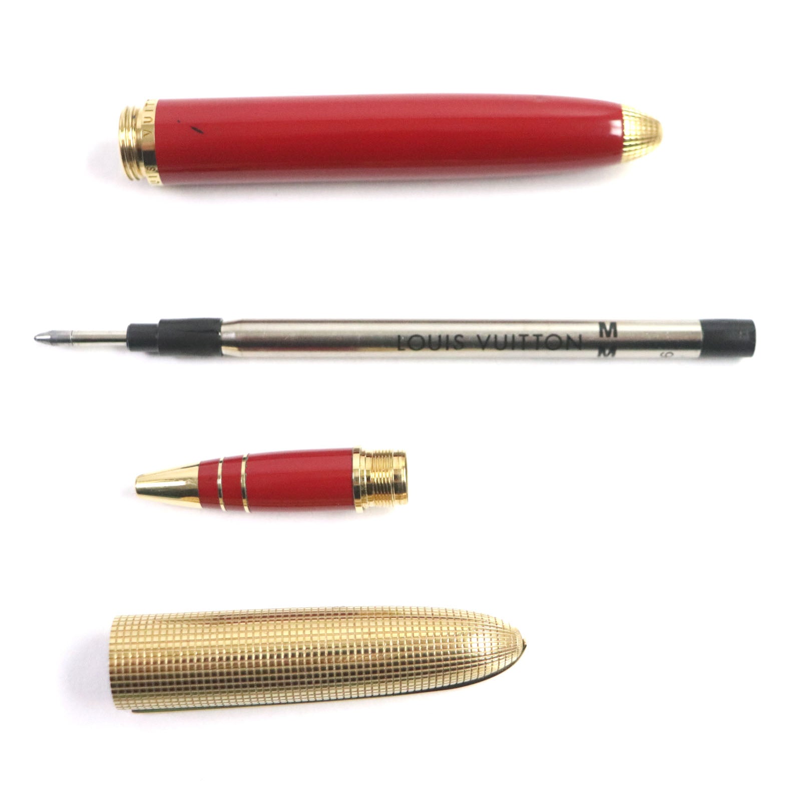 Louis Vuitton Logo Ballpoint Pen Gold Red