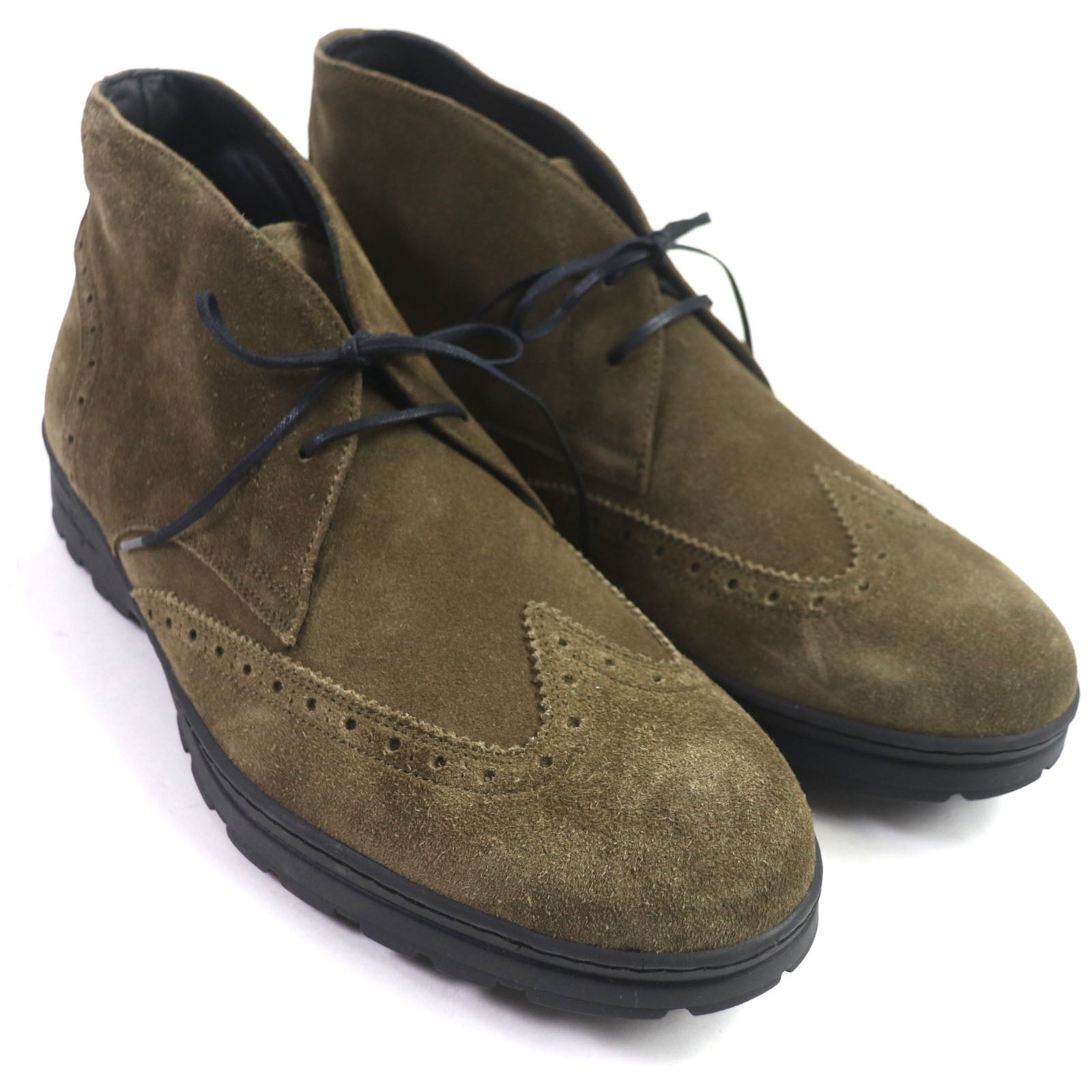 Salvatore Ferragamo Suede Wingtip Chukka Boots