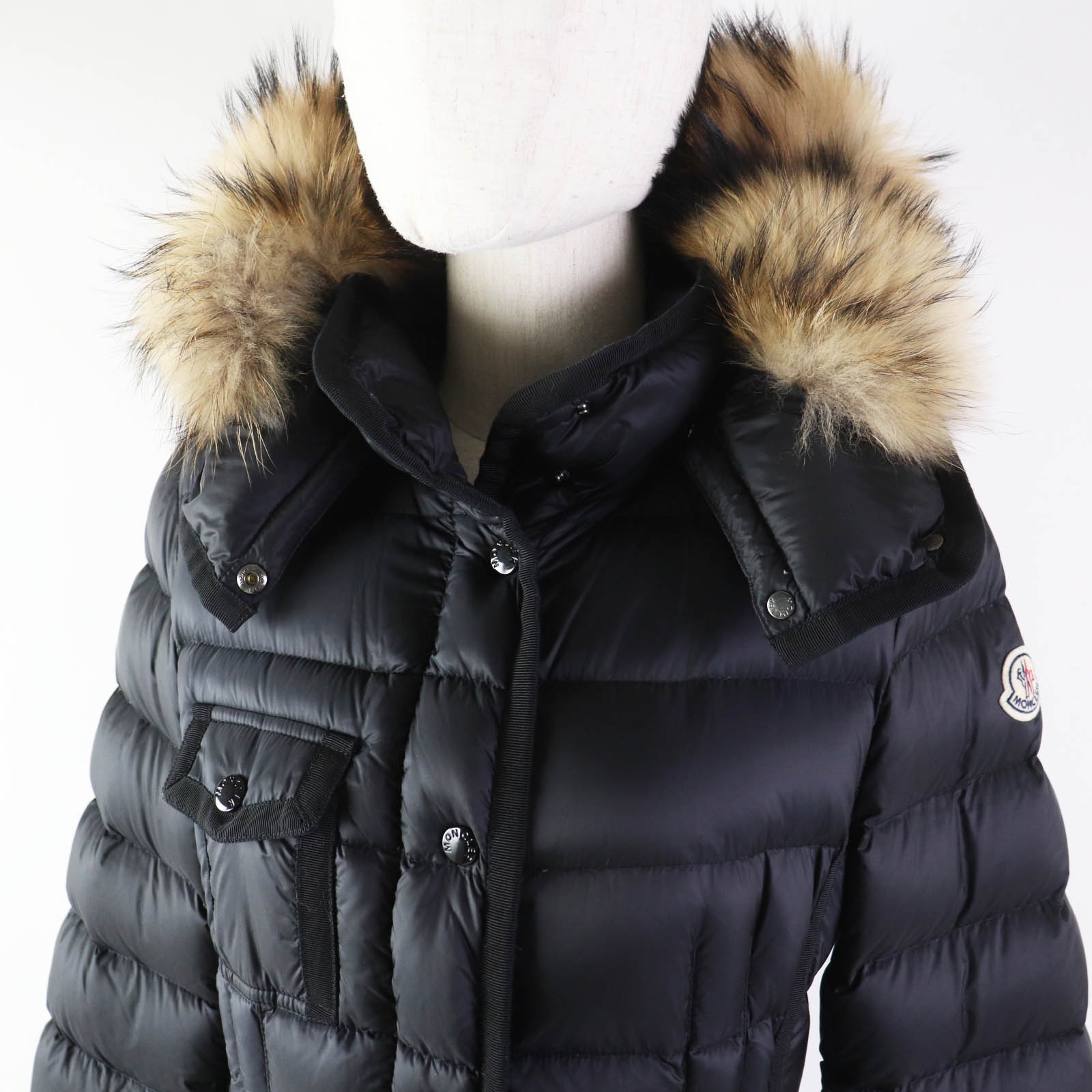 Moncler HERMIFUR Nylon Fur Hooded Down Coat