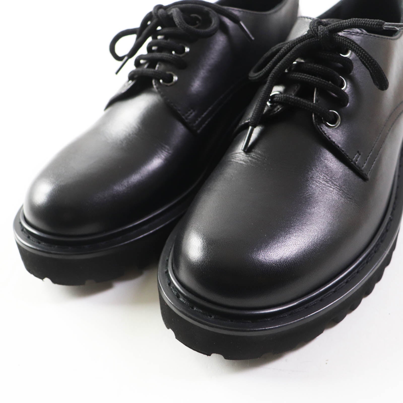 Valentino V Logo Leather Derby Shoes Black Women