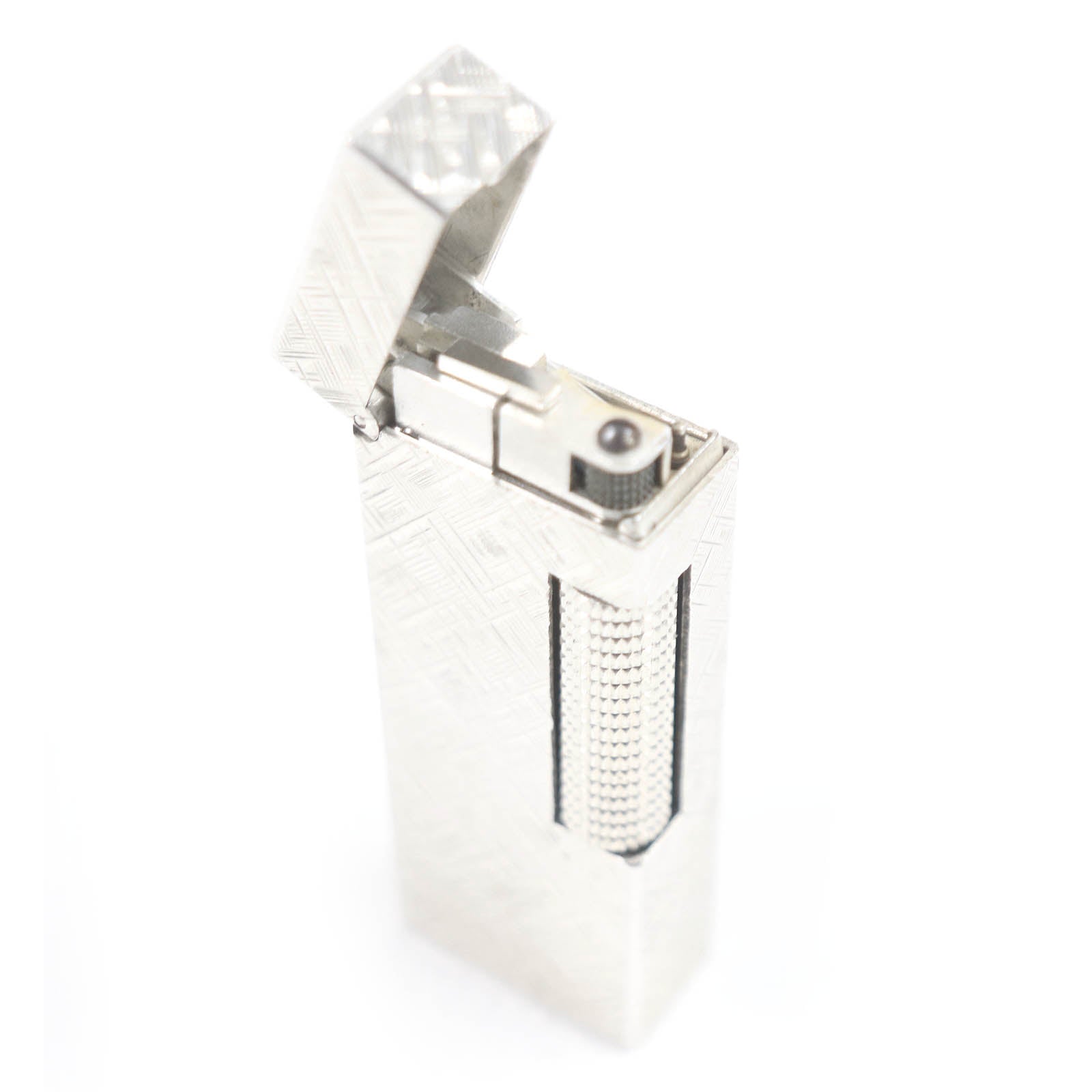 Dunhill Crosscut Pattern Gas Lighter Silver