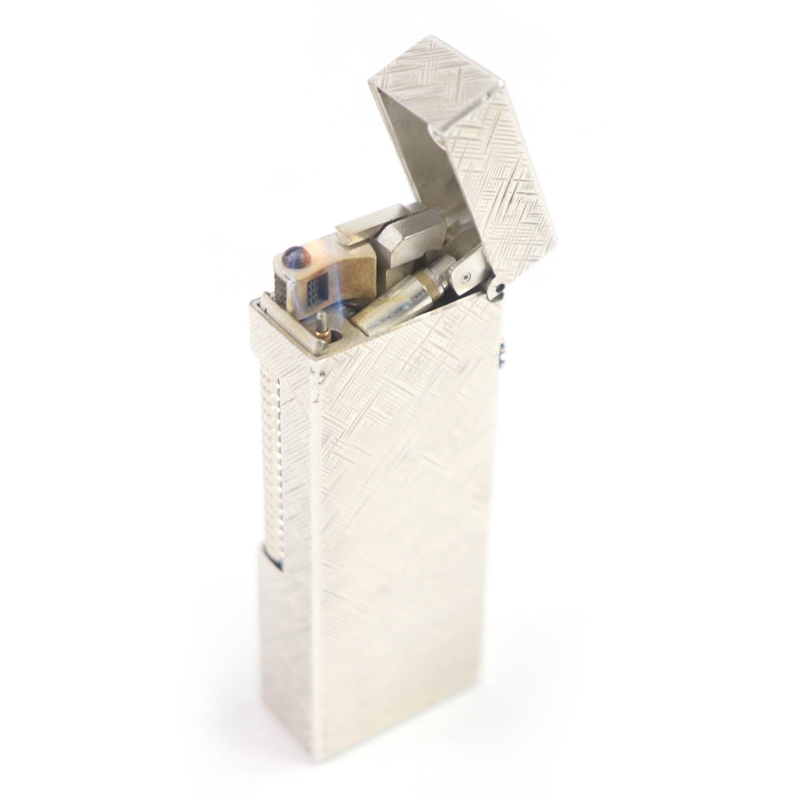 Dunhill Crosscut Pattern Gas Lighter Silver