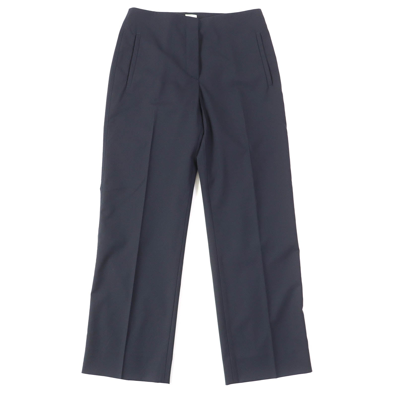 HERMES Wool Slacks Navy 34 Women