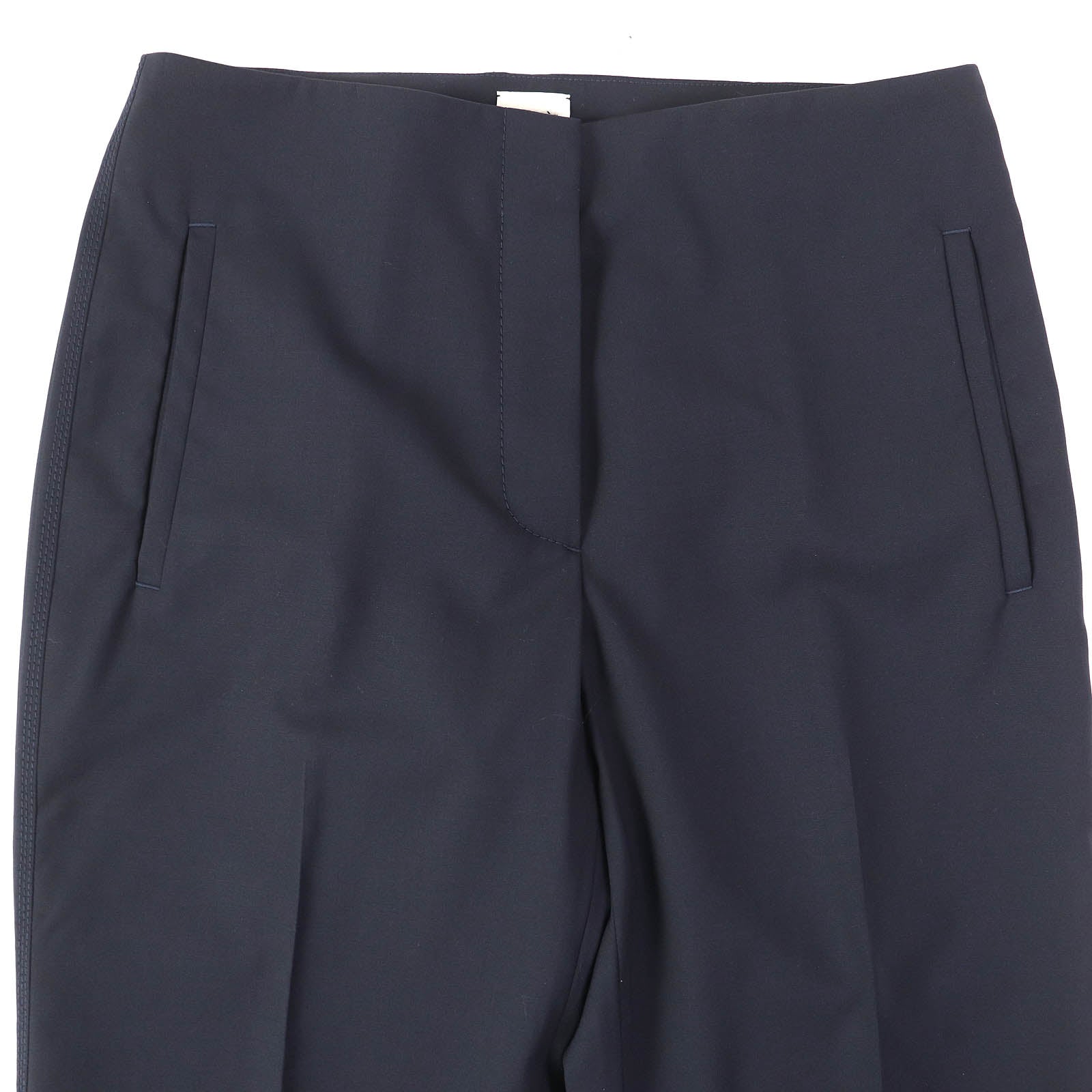 HERMES Wool Slacks Navy 34 Women