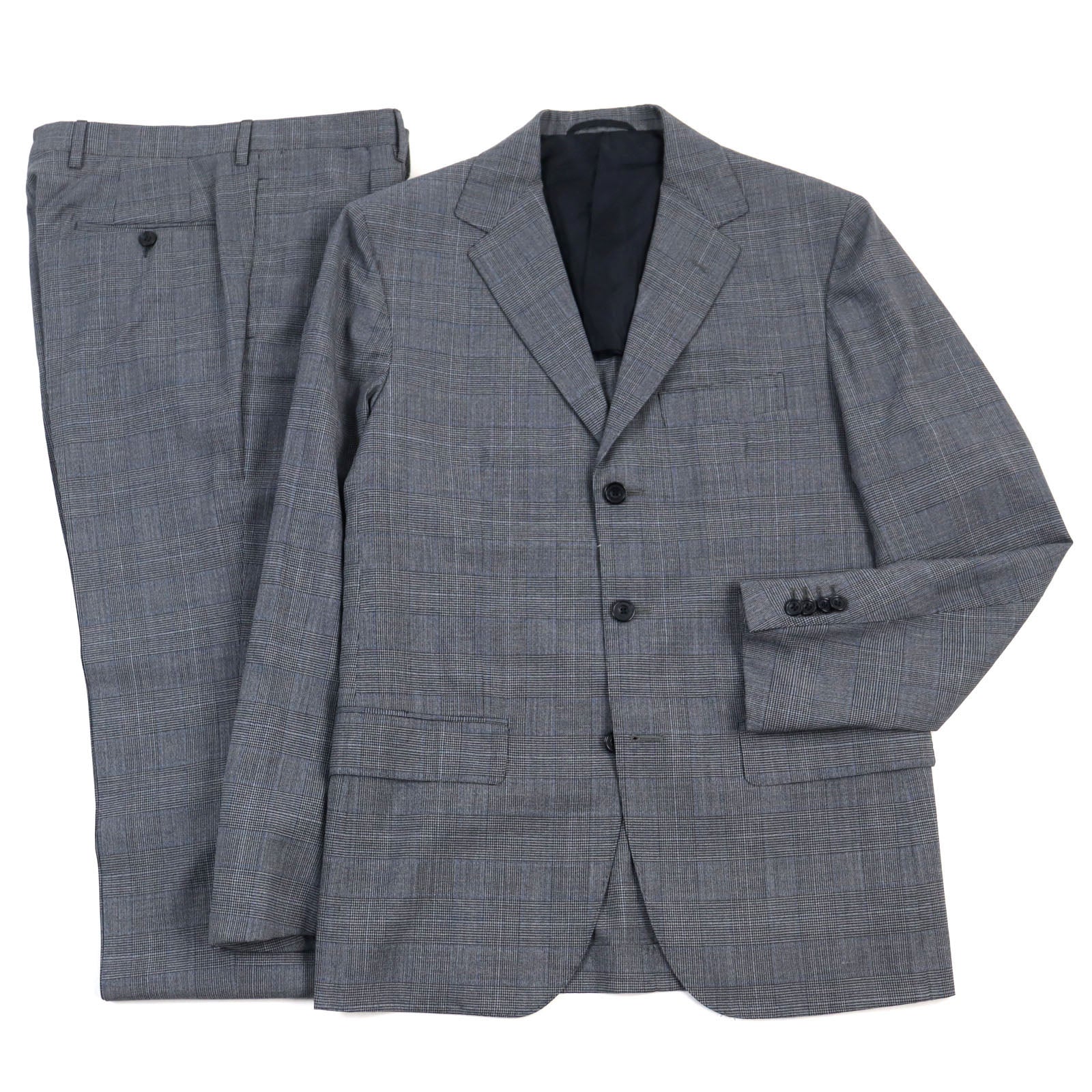 Sartorio Wool Polyurethane Single Suit Grey Check M