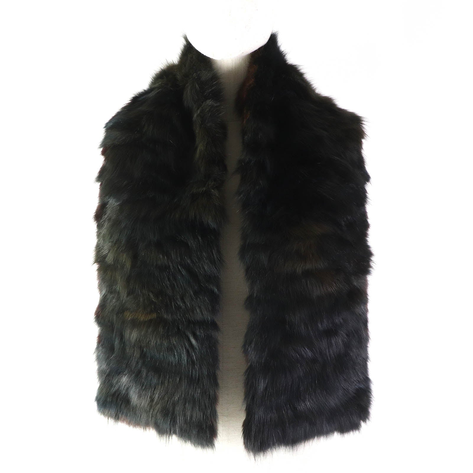 Fendi Fox Fur Muffler Shawl Black Brown