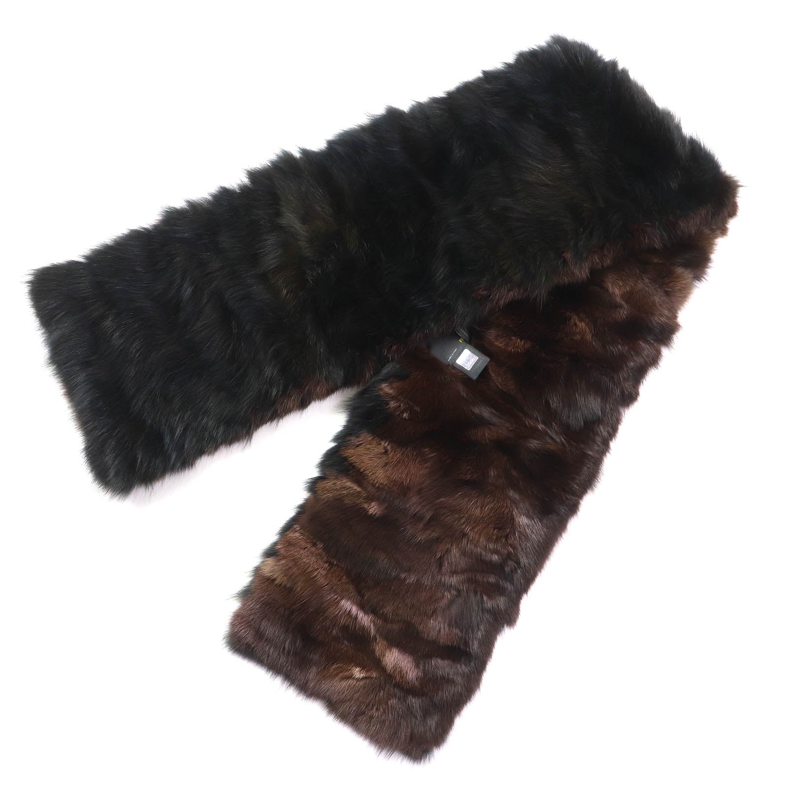 Fendi Fox Fur Muffler Shawl Black Brown