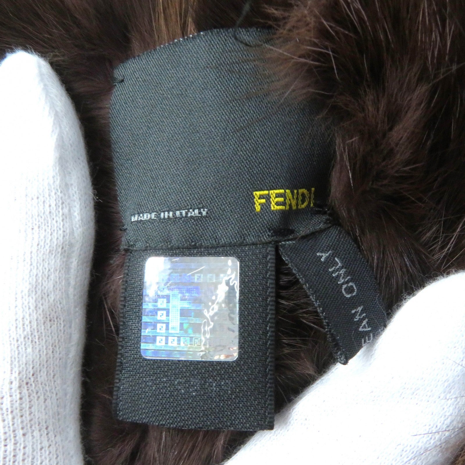 Fendi Fox Fur Muffler Shawl Black Brown