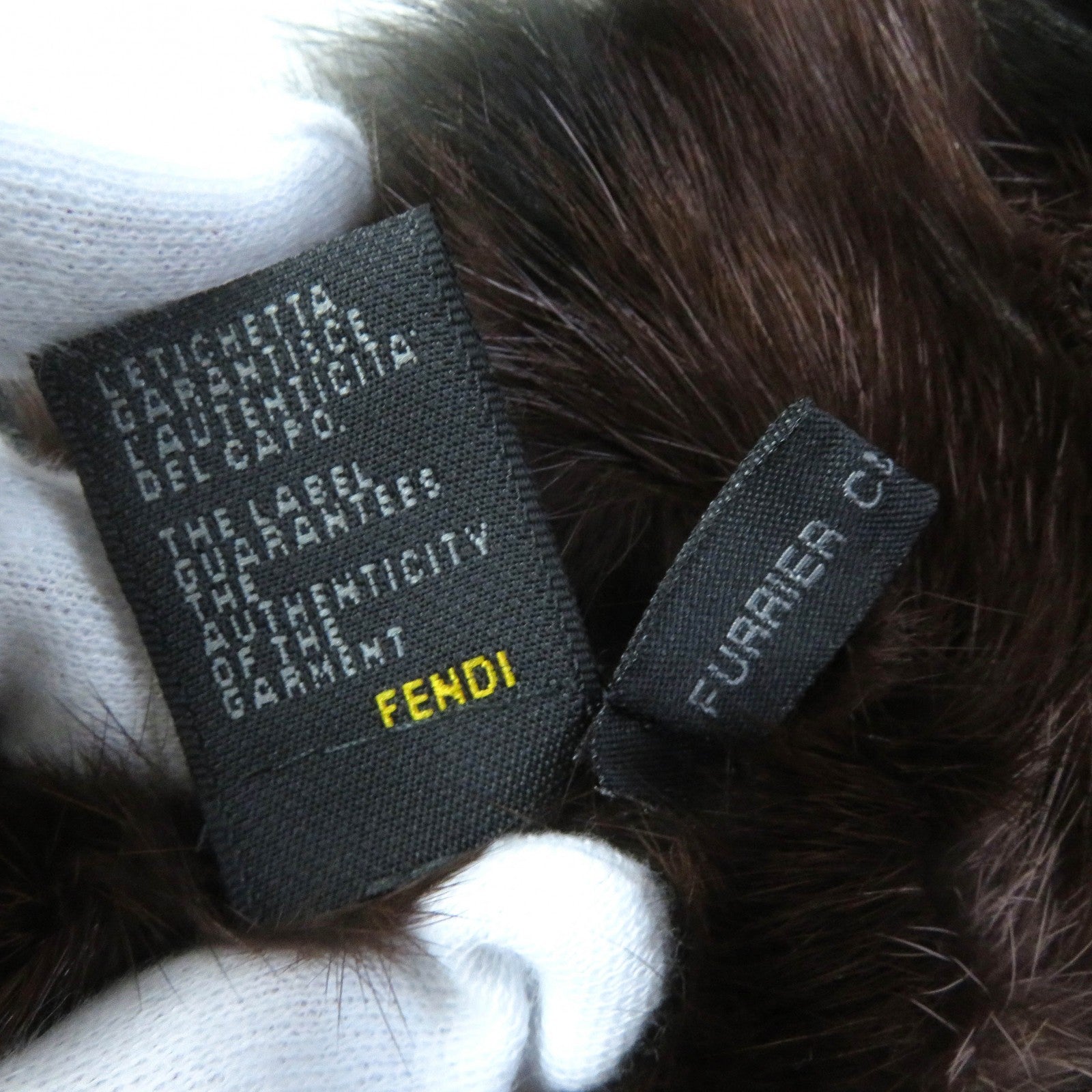 Fendi Fox Fur Muffler Shawl Black Brown