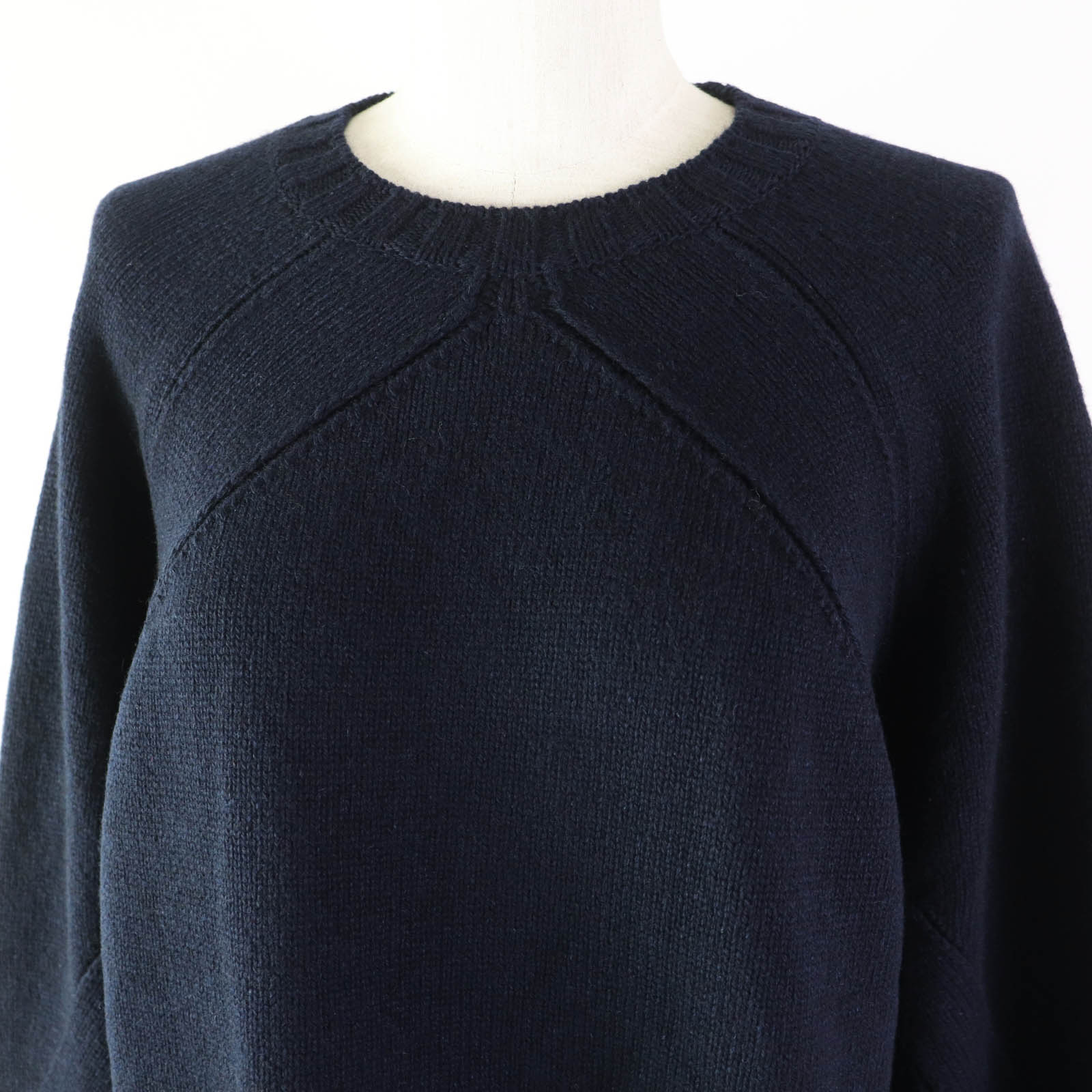 Celine Wool Cotton Chunky Knit Sweater Navy Red S