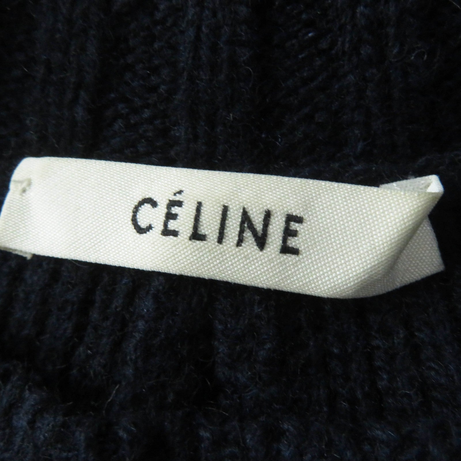 Celine Wool Cotton Chunky Knit Sweater Navy Red S